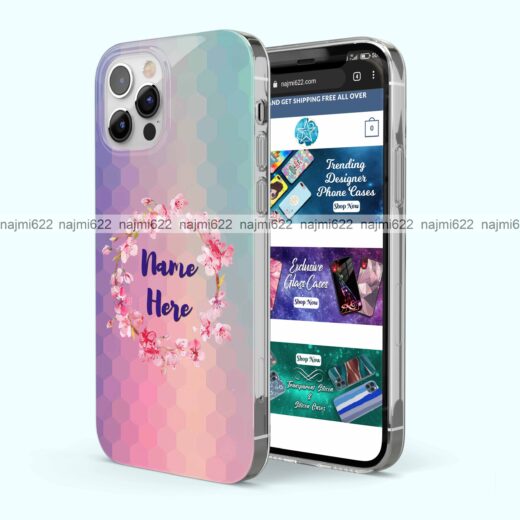 Hexagon with Blossoms Wreath Name Silicone Case