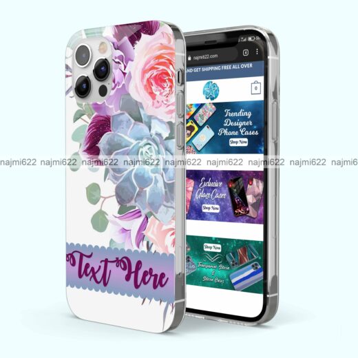 Purple Blue Florals Name Silicone Case