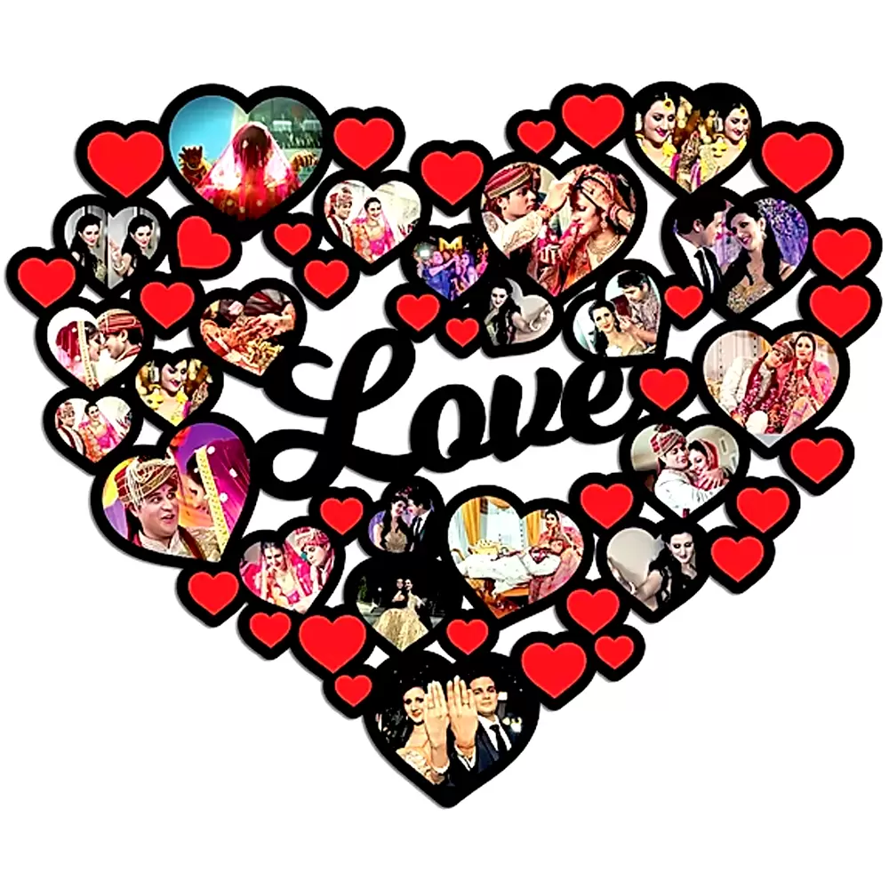 Customized Love Heart Collage MDF Wood Frame