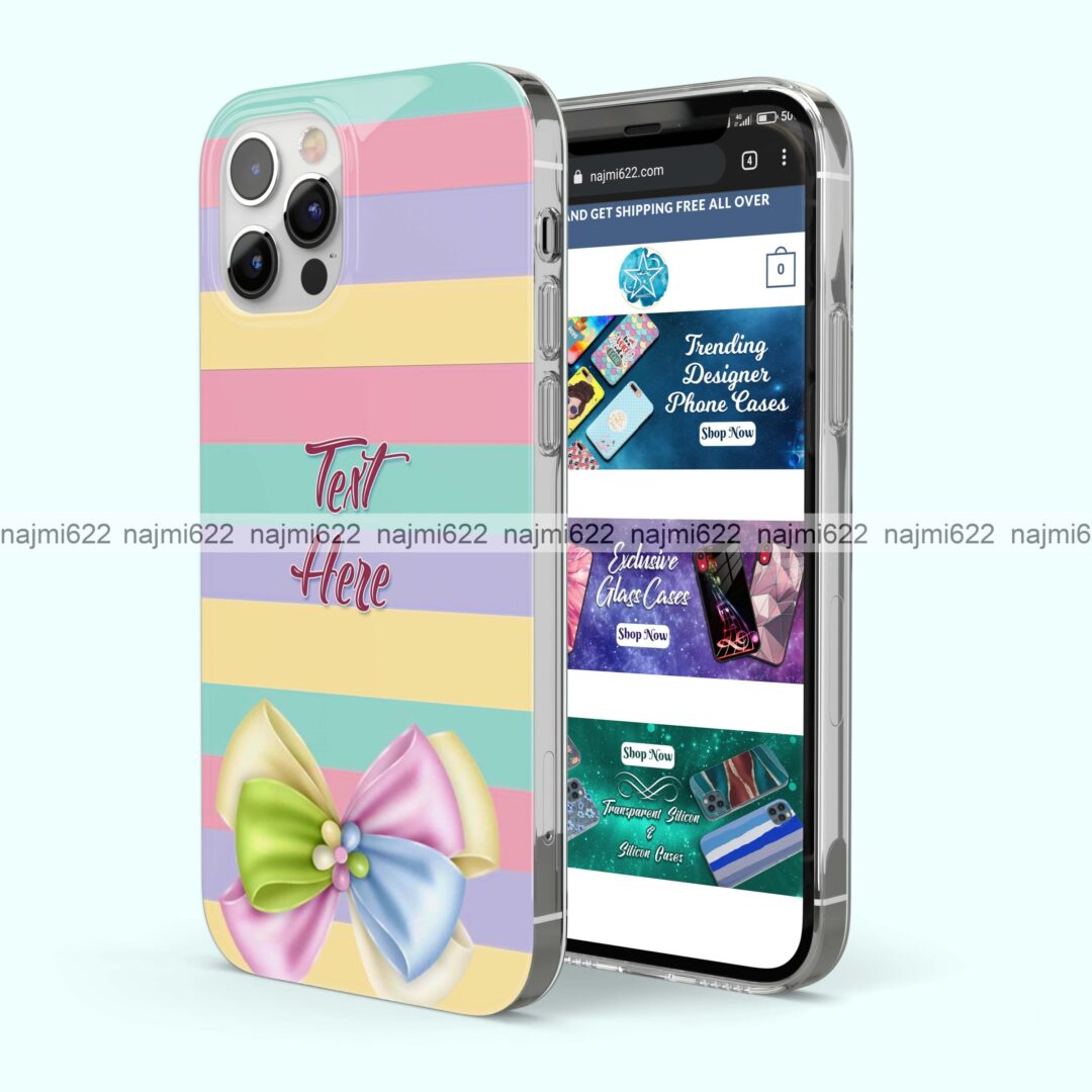 Bow with Pastel Stripes Name Silicone Case