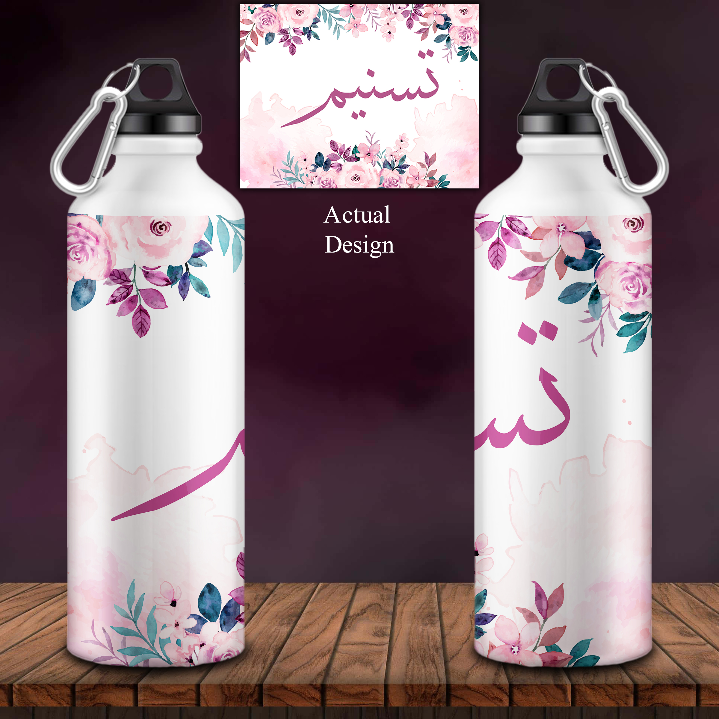 Burgundy Florals Customized Sipper Bottle