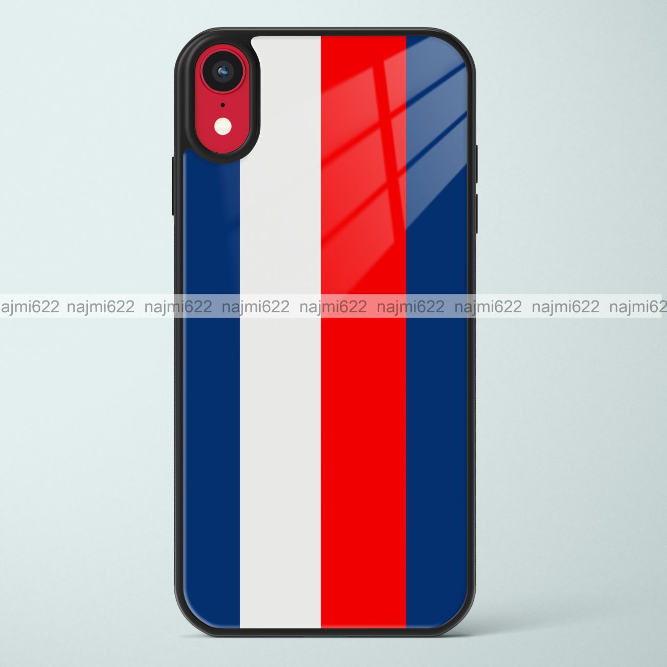 Blue Red White Striped Glass Case