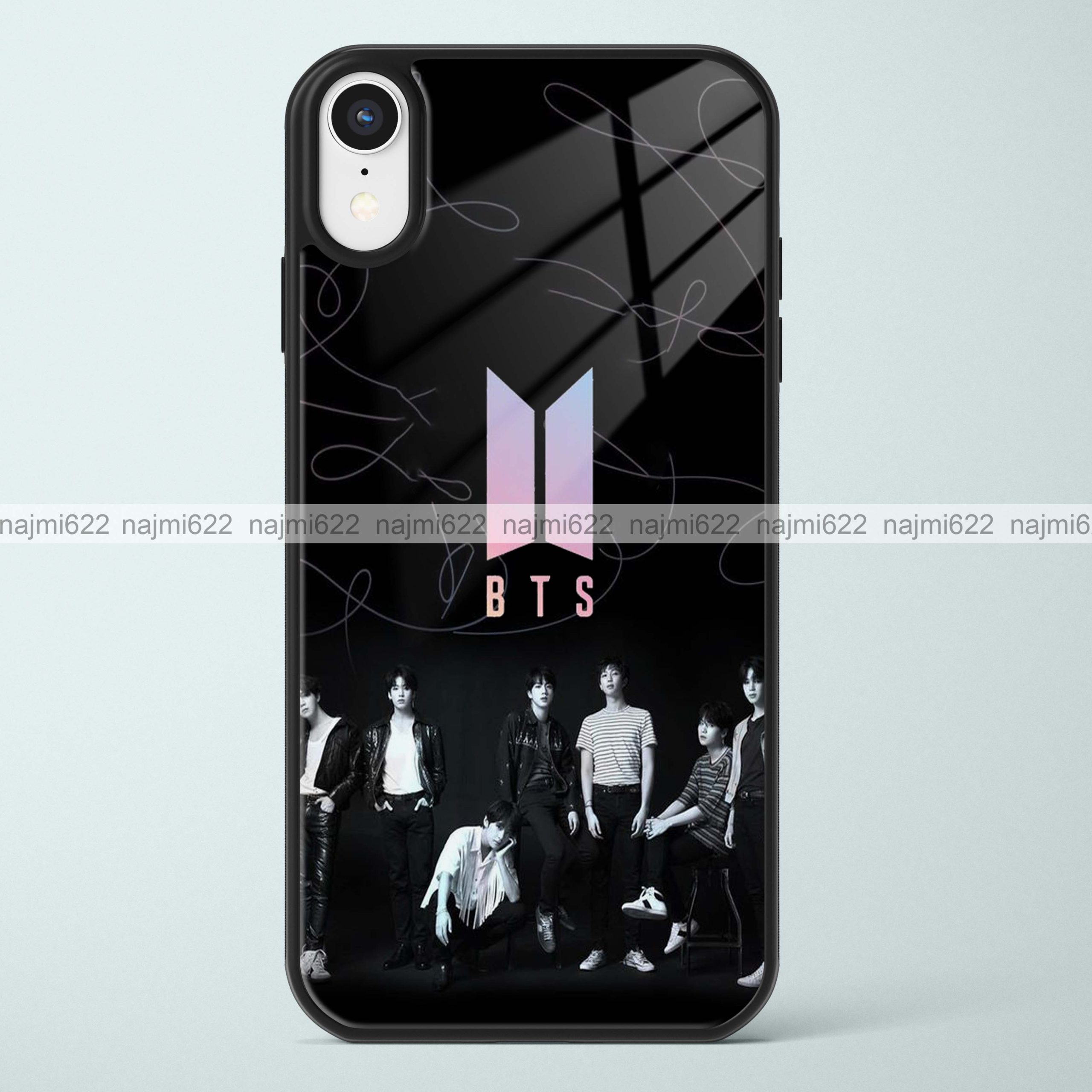 BTS on Black Glass Case