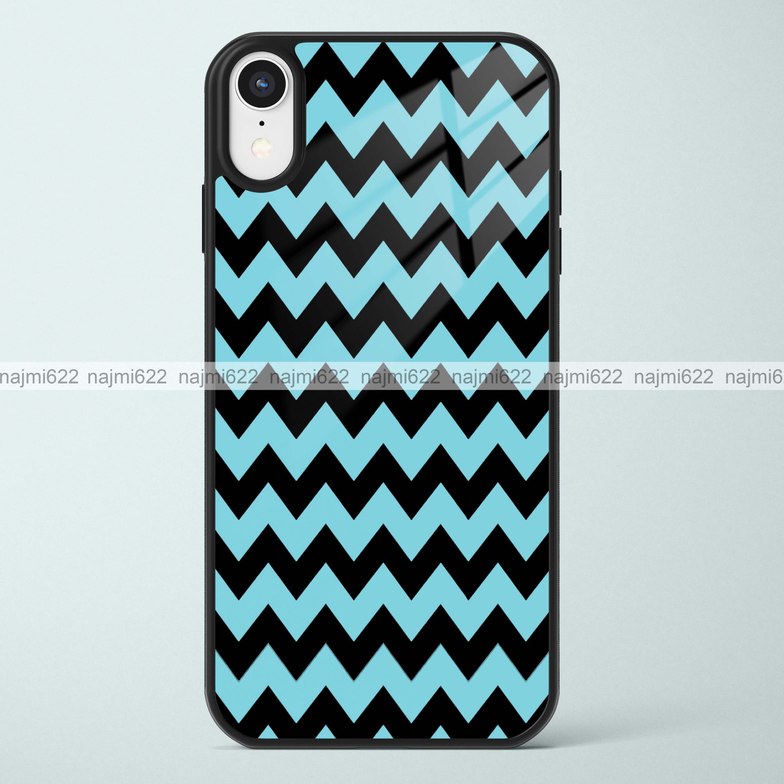 Black and Blue Chevron Glass Case