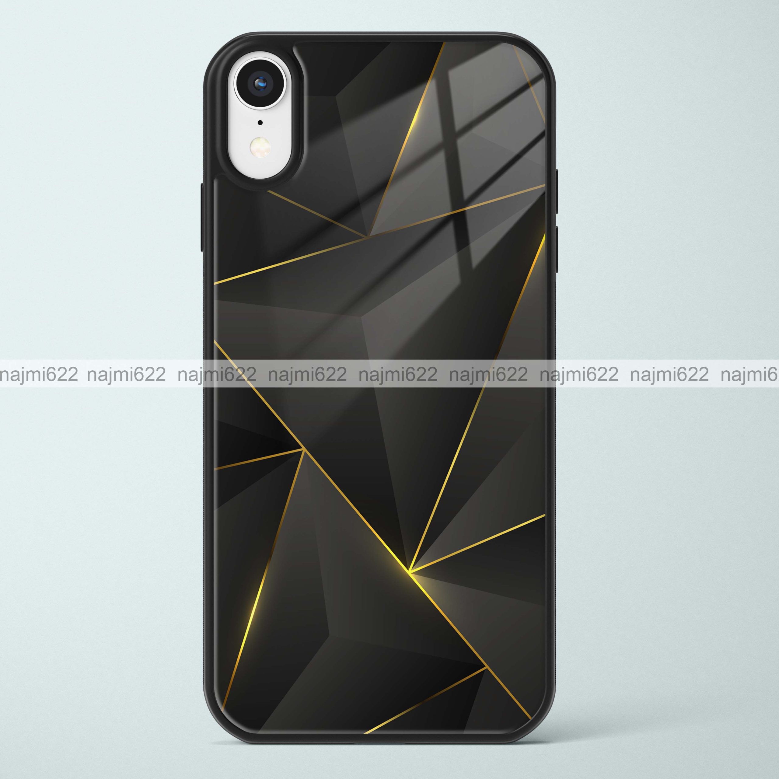 Black with Golden Glow Glass Case