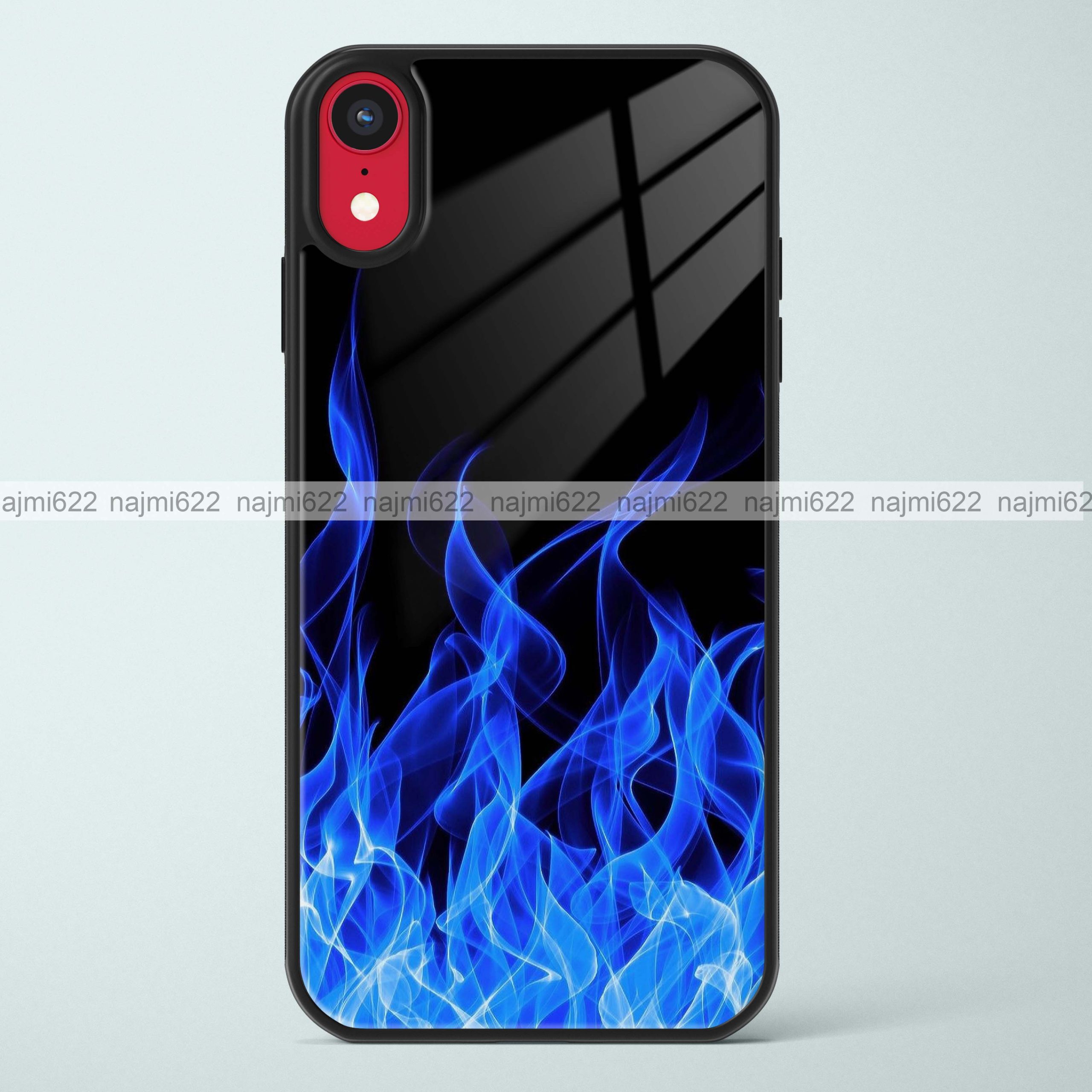 Blue Flames Glass Case