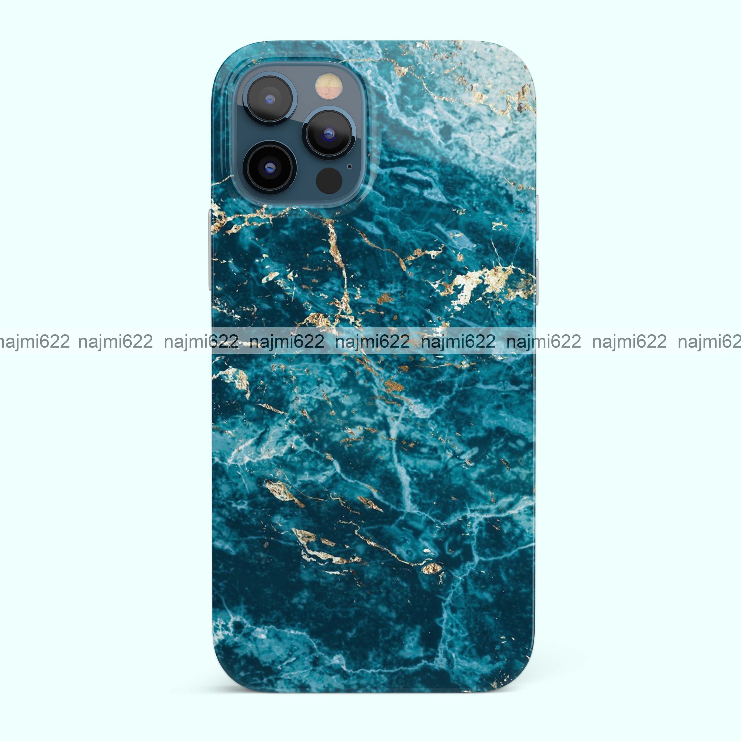 Blue Gold Marble Silicone Case