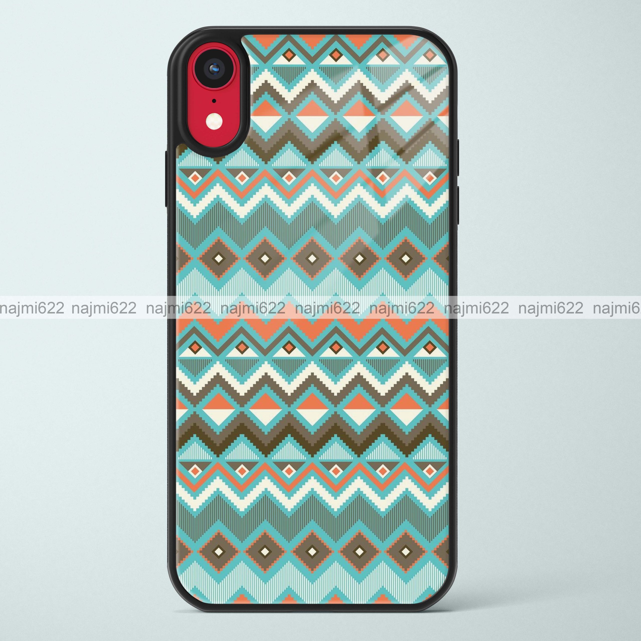Blue Orange Aztec Glass Case