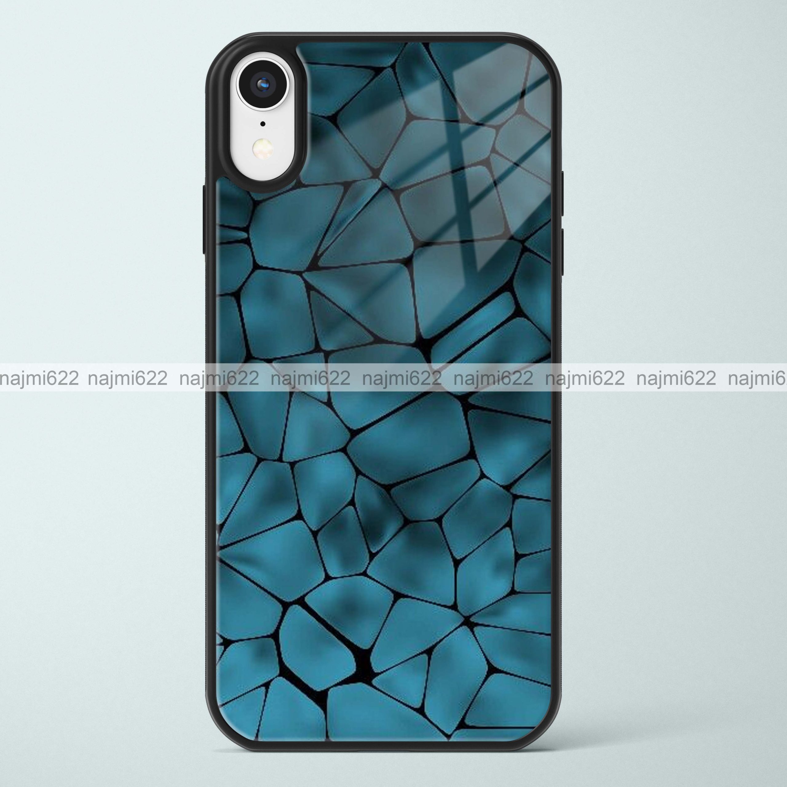 Blue Satin Tiles Glass Case