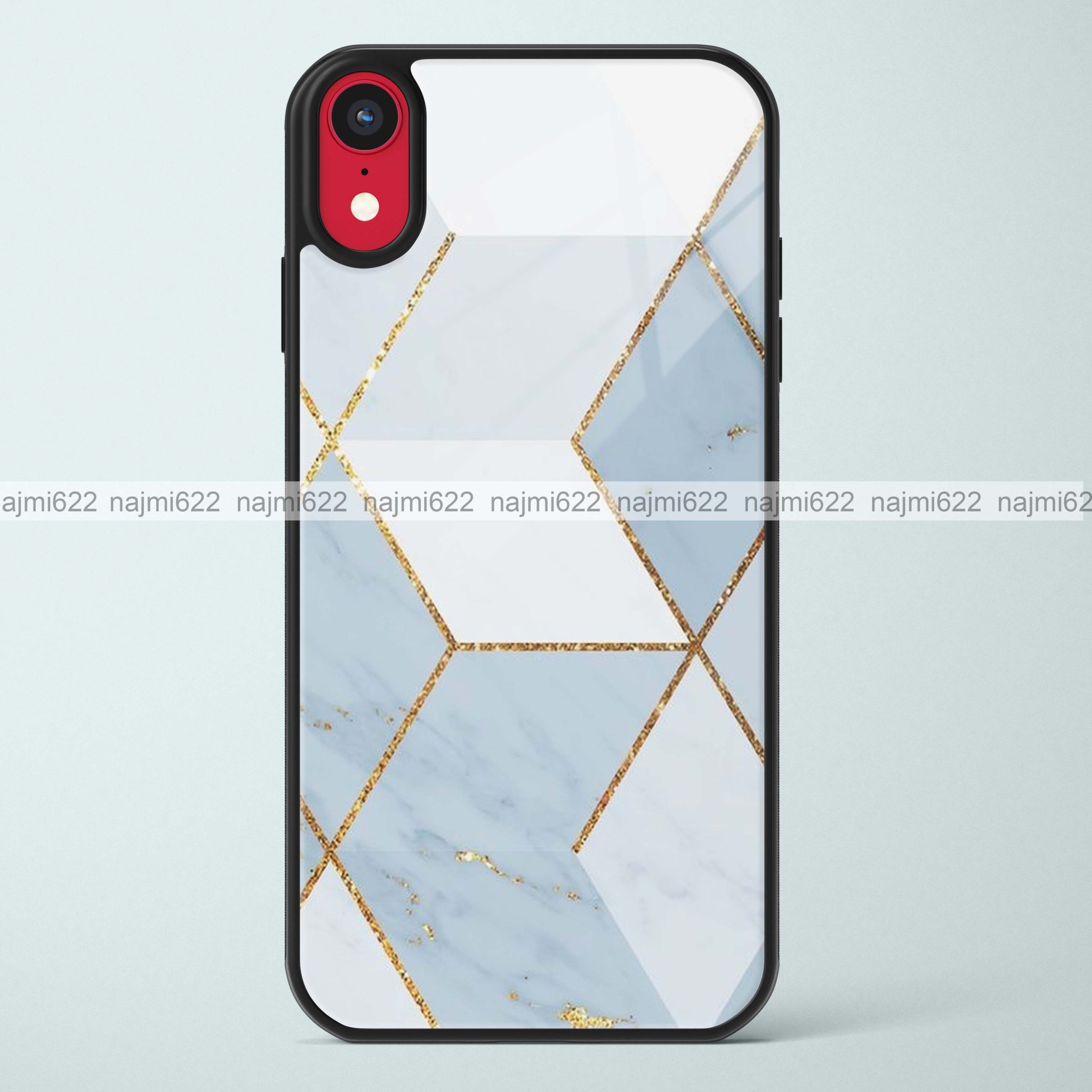 Blue White Marble Glass Case