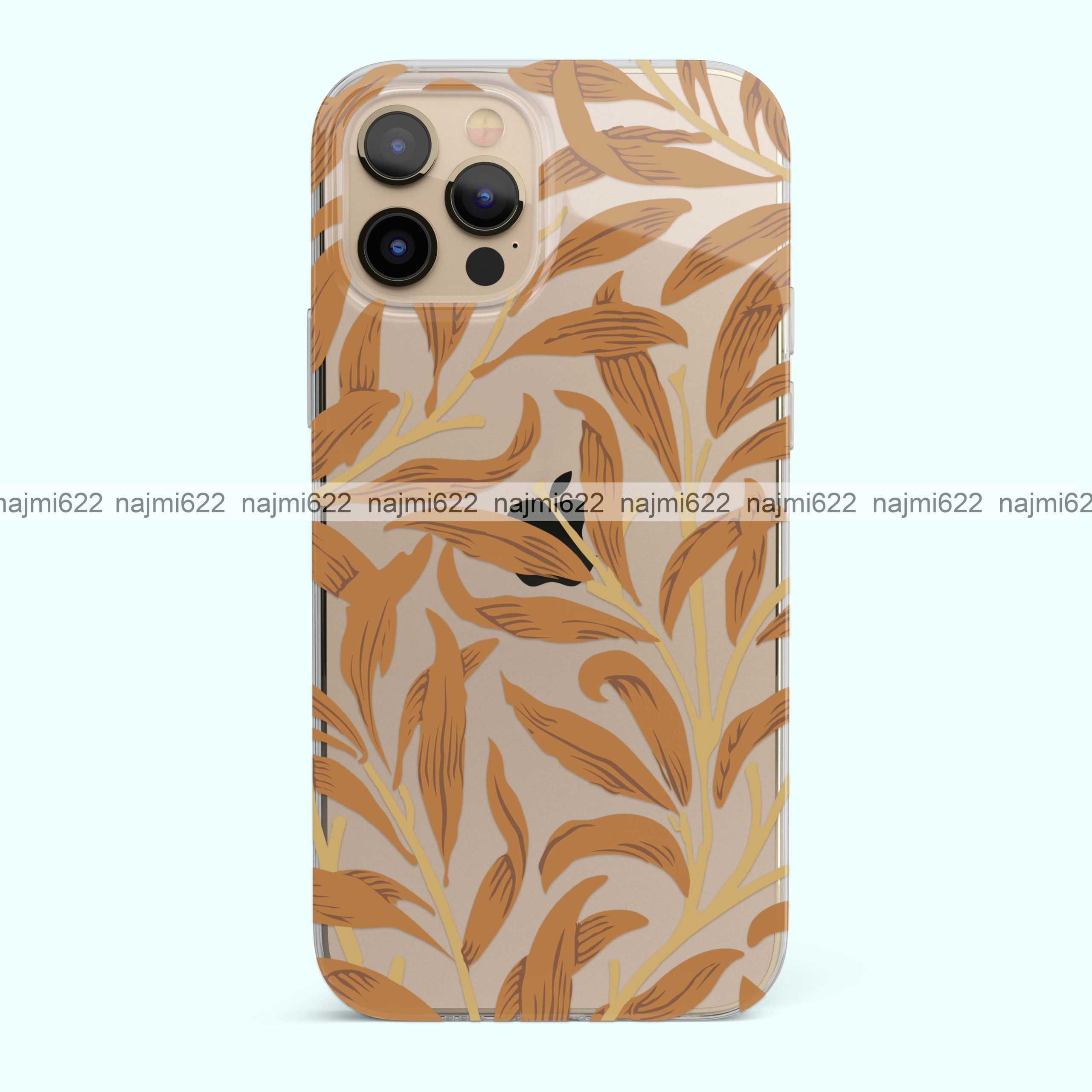 Brown Leaves Transparent Silicone Case