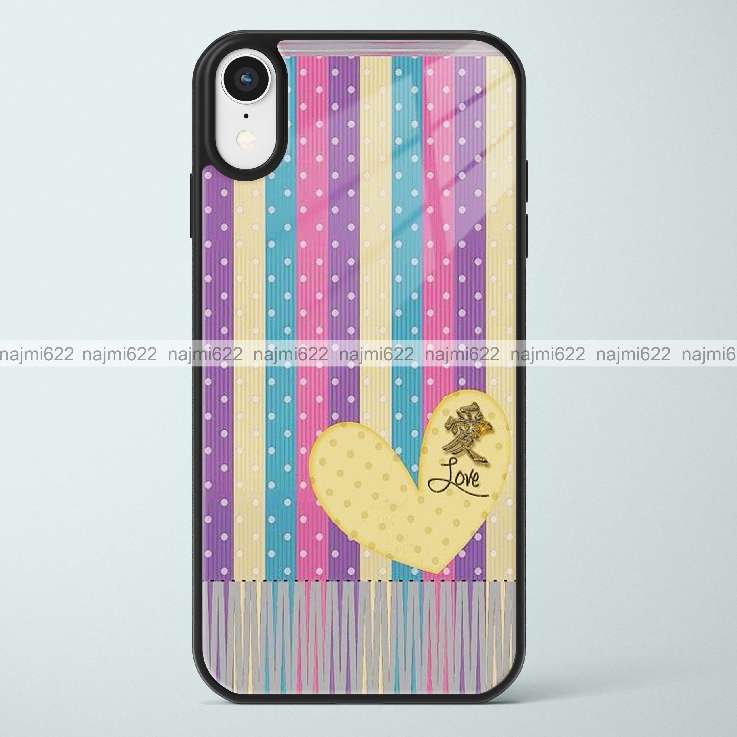 Colorful Stripes with Heart Glass Case