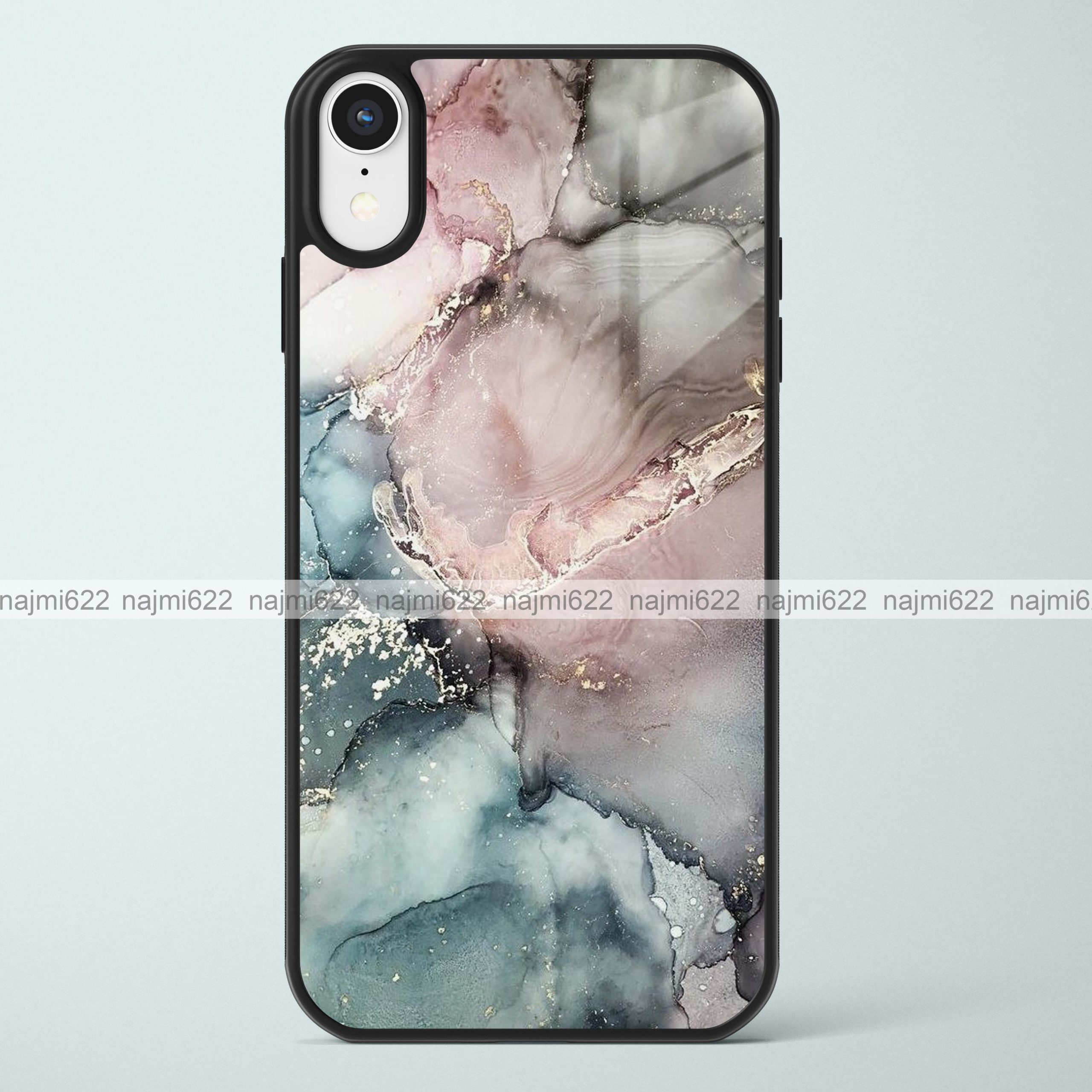 Crepe and Grey Marble Glass Case