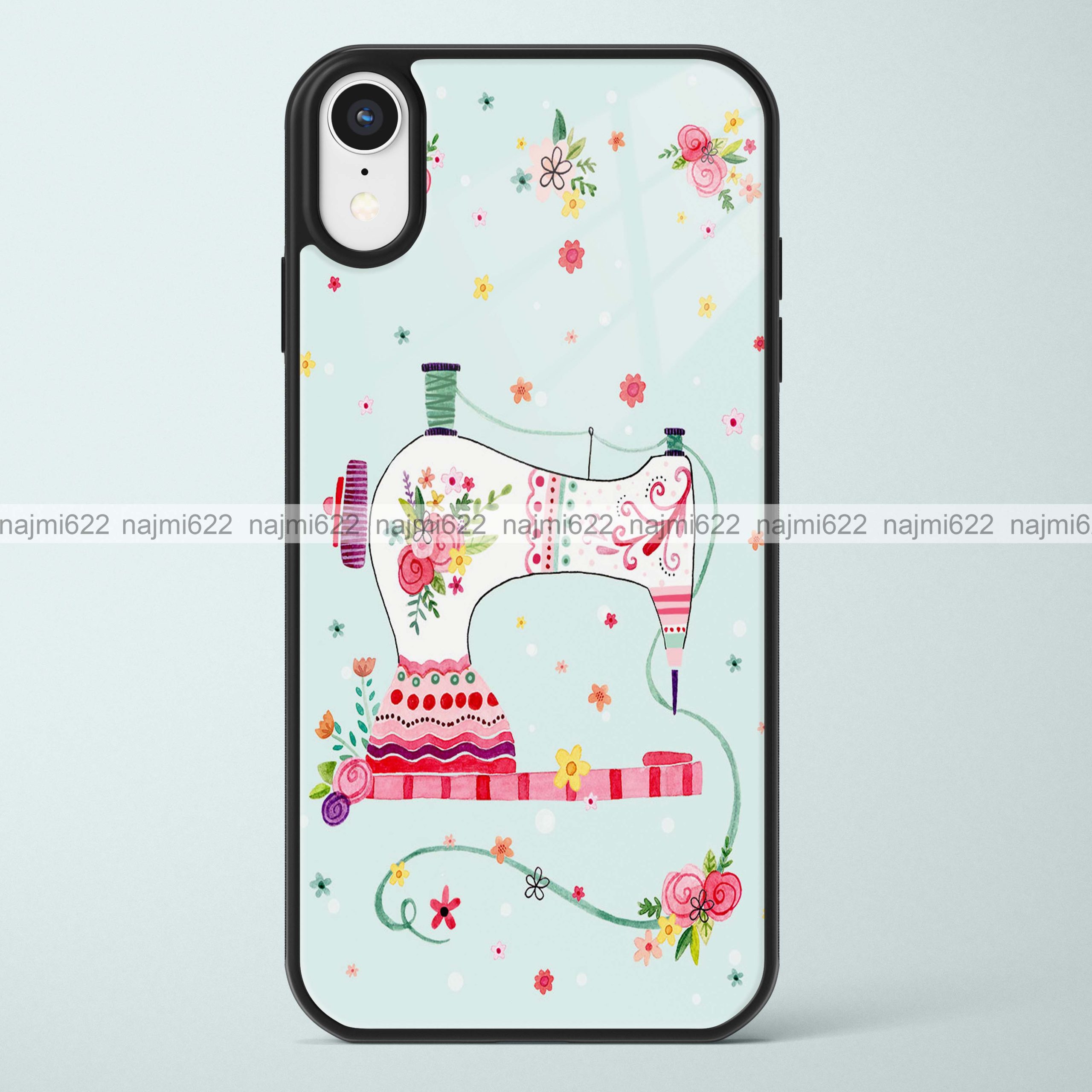 Floral Sewing Machine Glass Case