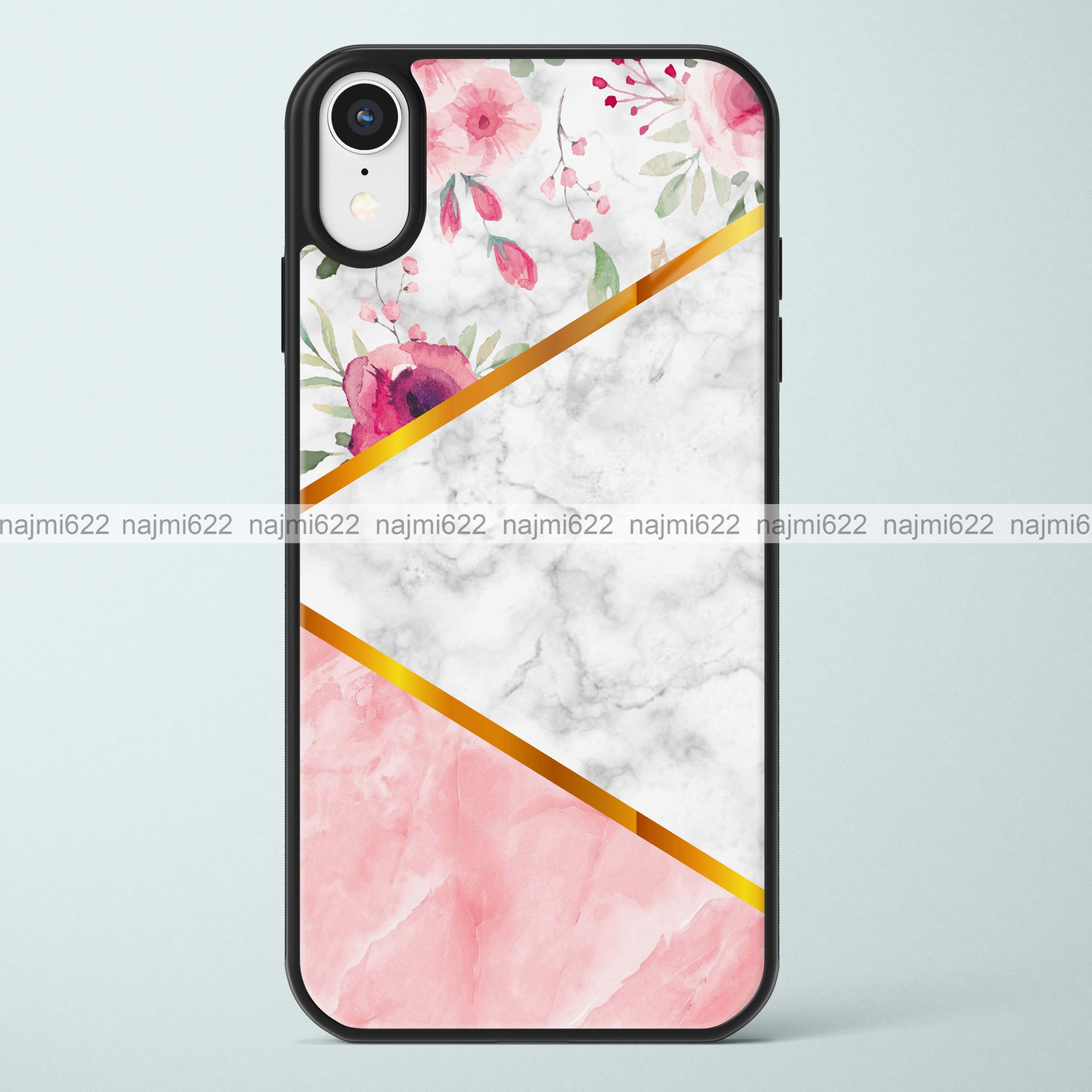 Floral and Marble Glass Case