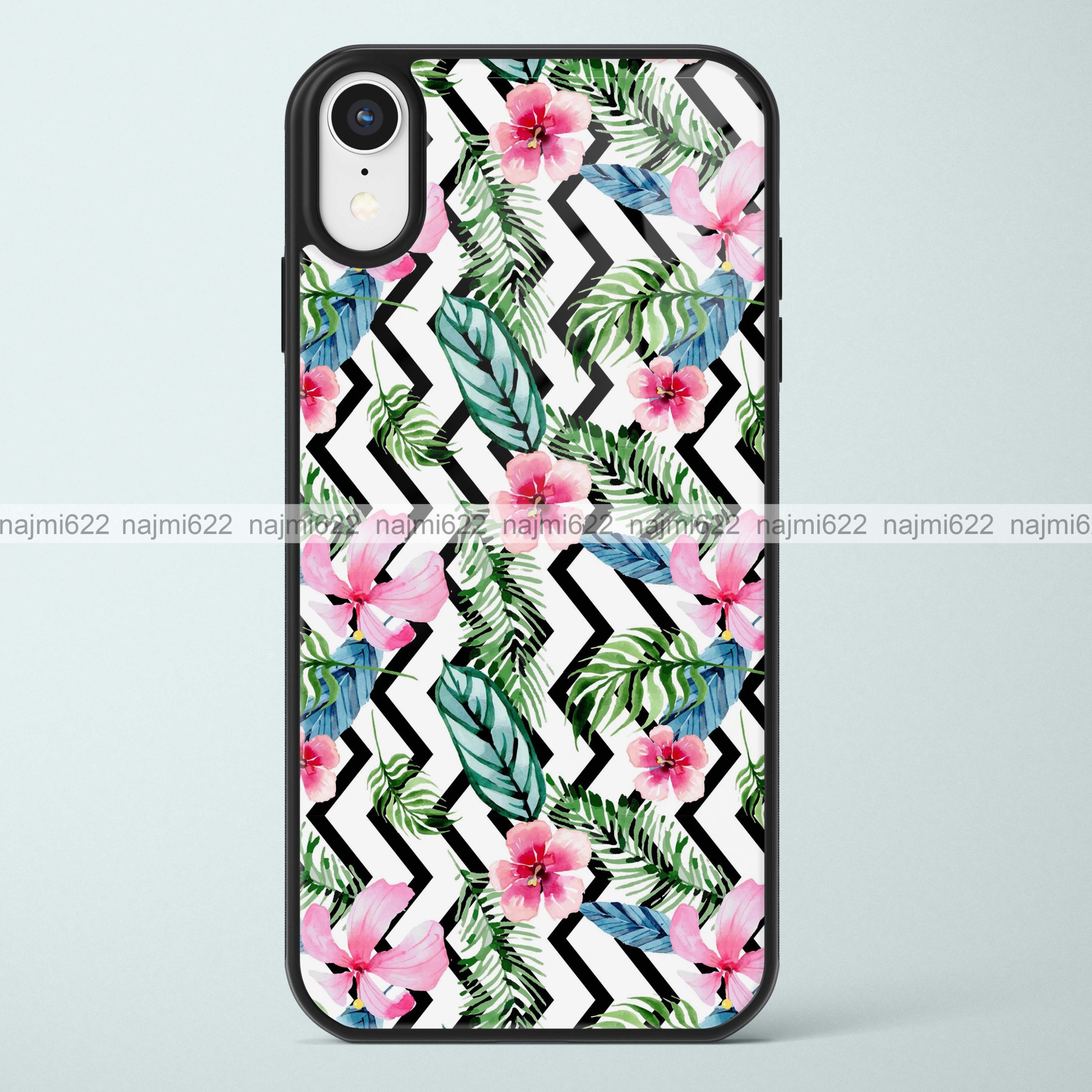 Florals and Chevron Glass Case