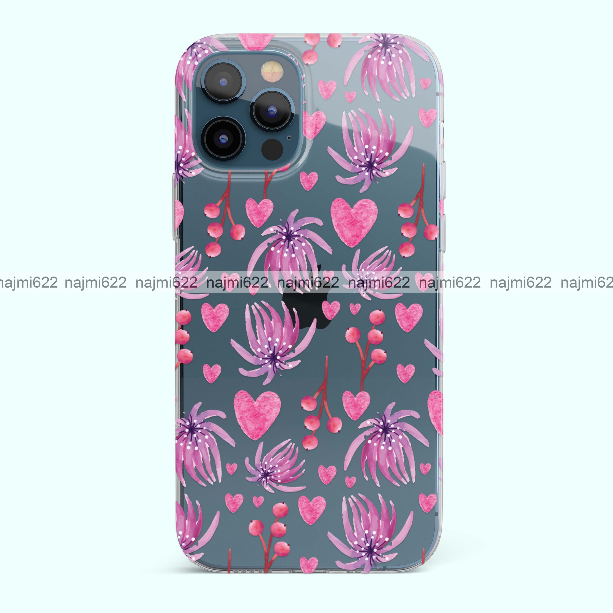 Florals and Hearts Transparent Silicone Case