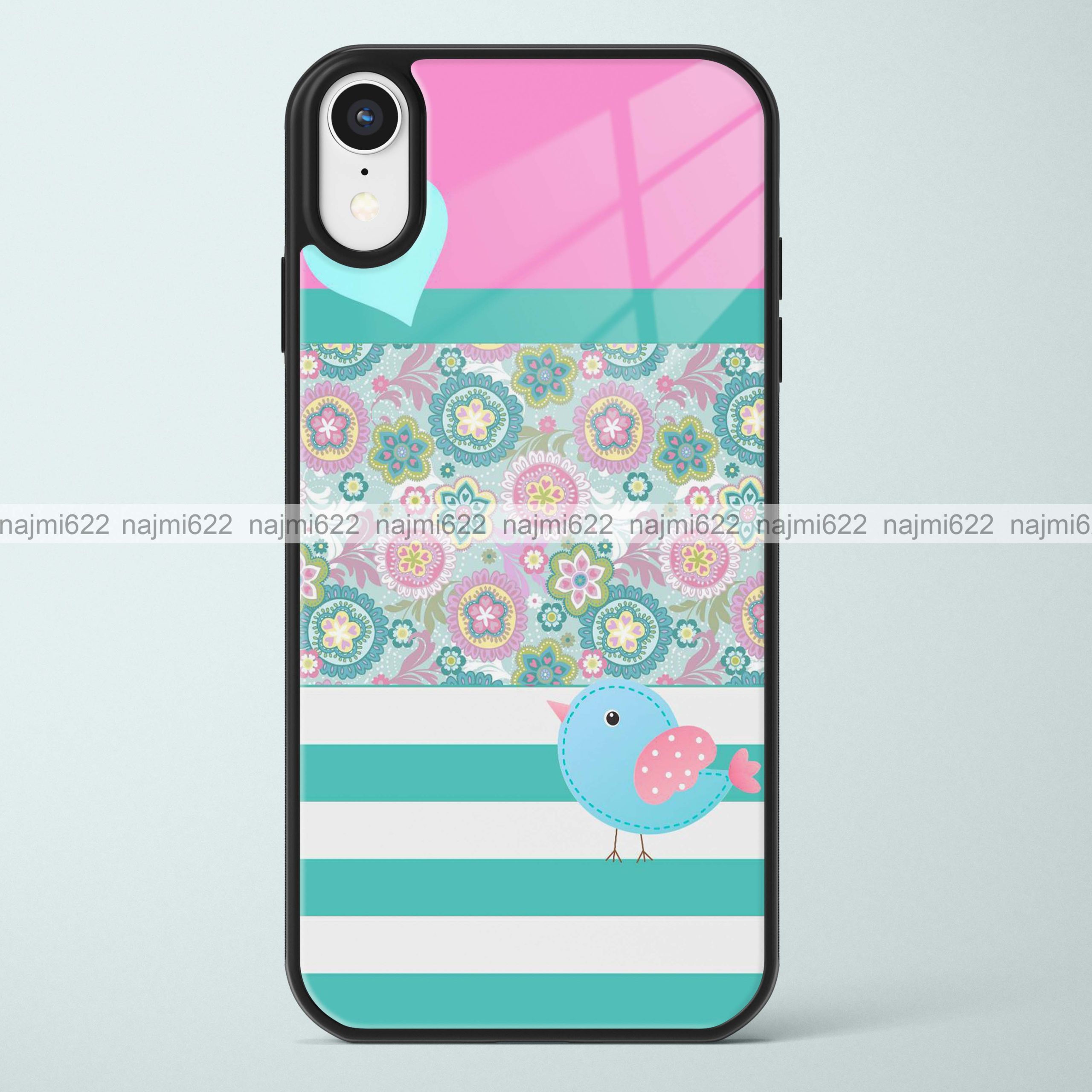 Florals and Stripes Glass Case