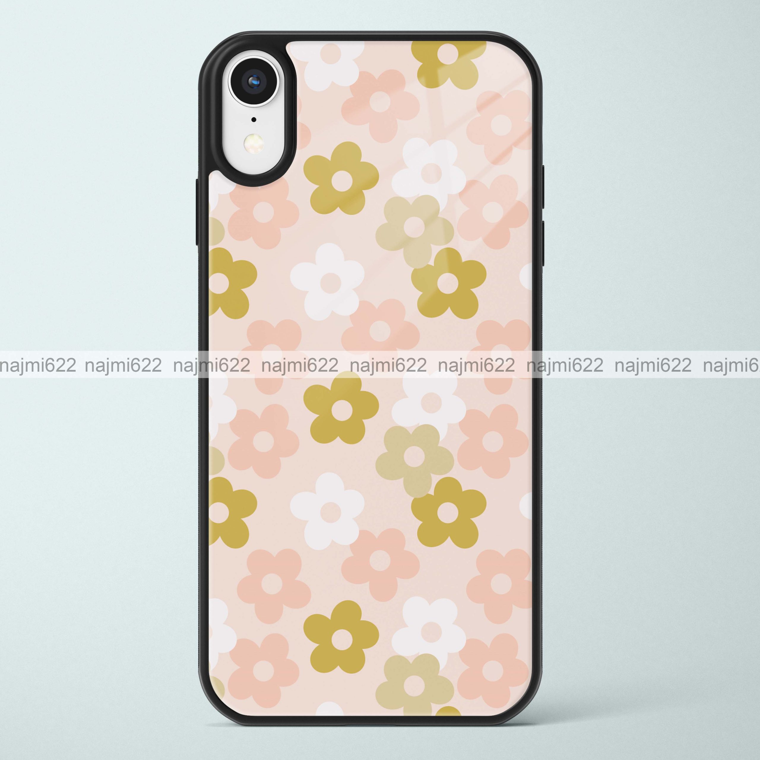 Flowers on Pale Peach Glass Case
