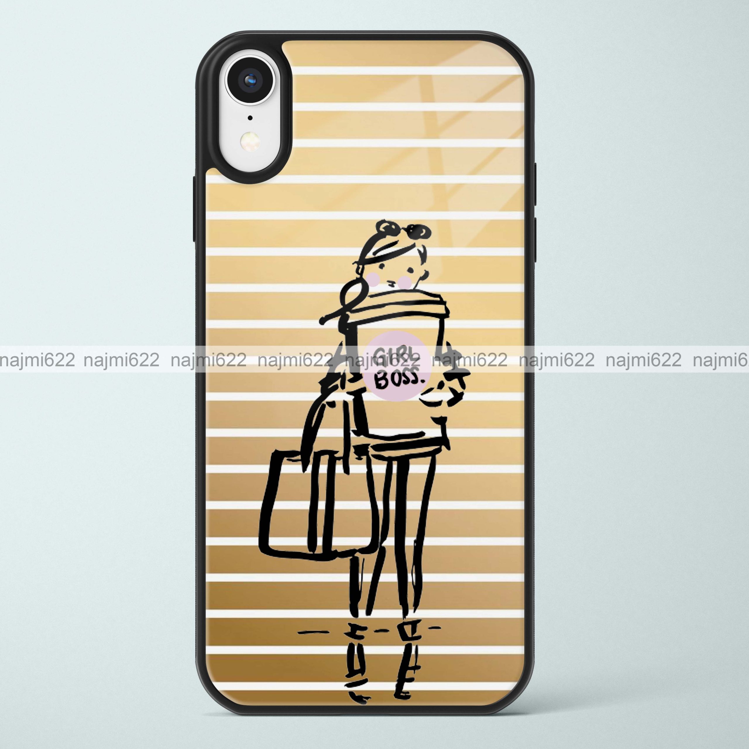 Girl Boss with Golden Stripes Glass Case
