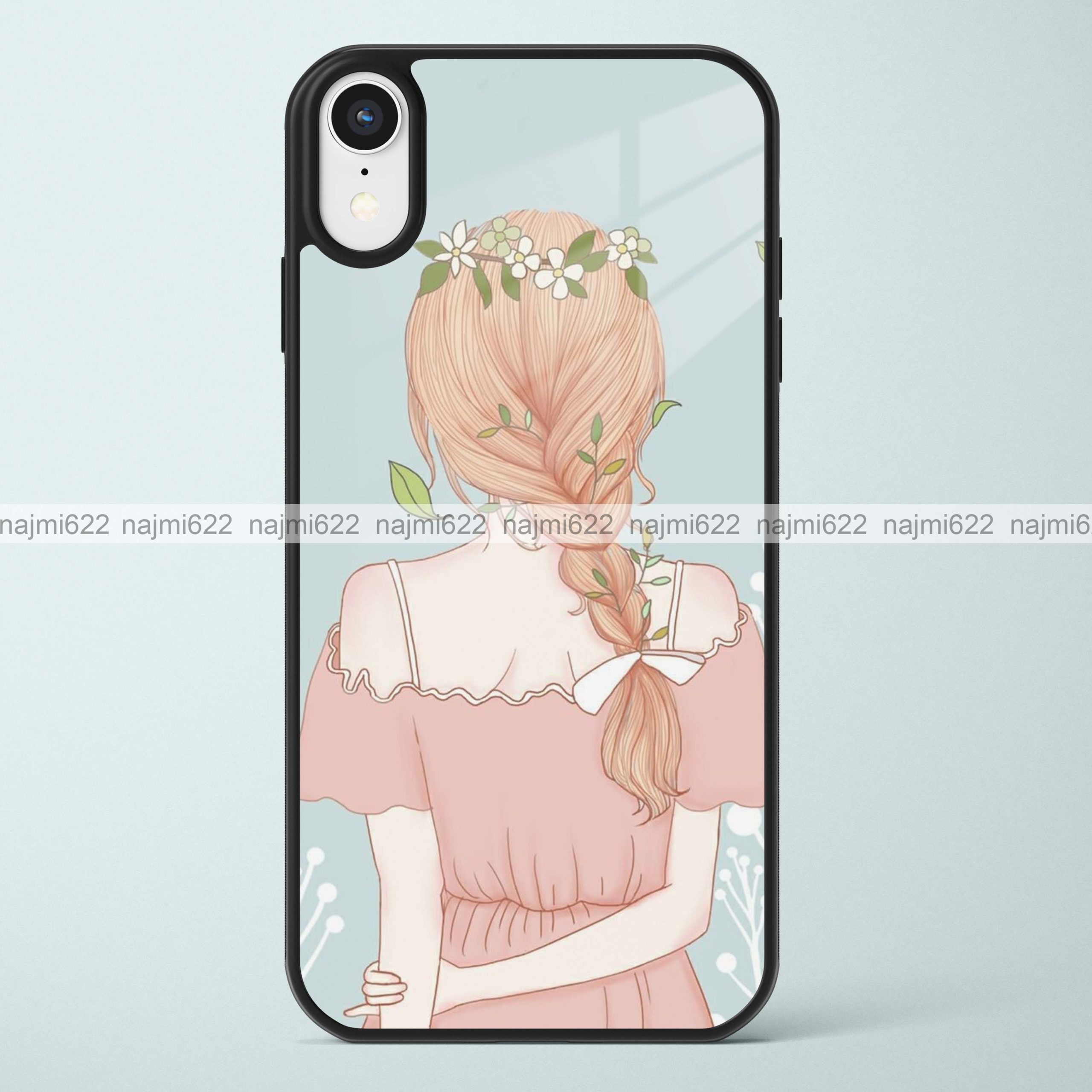 Girl Floral Crown on Head Glass Case