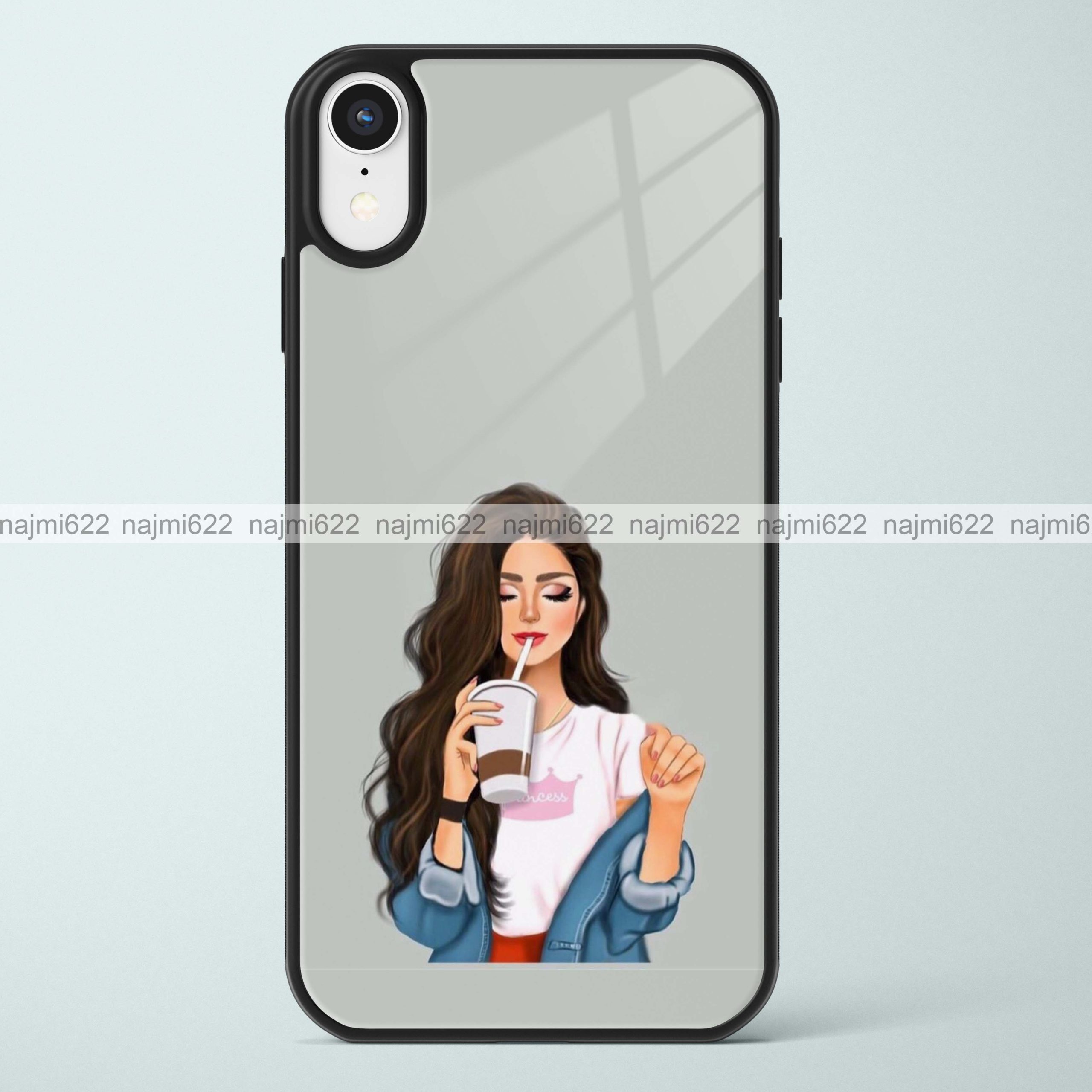 Girl Sipping Coffee Glass Case