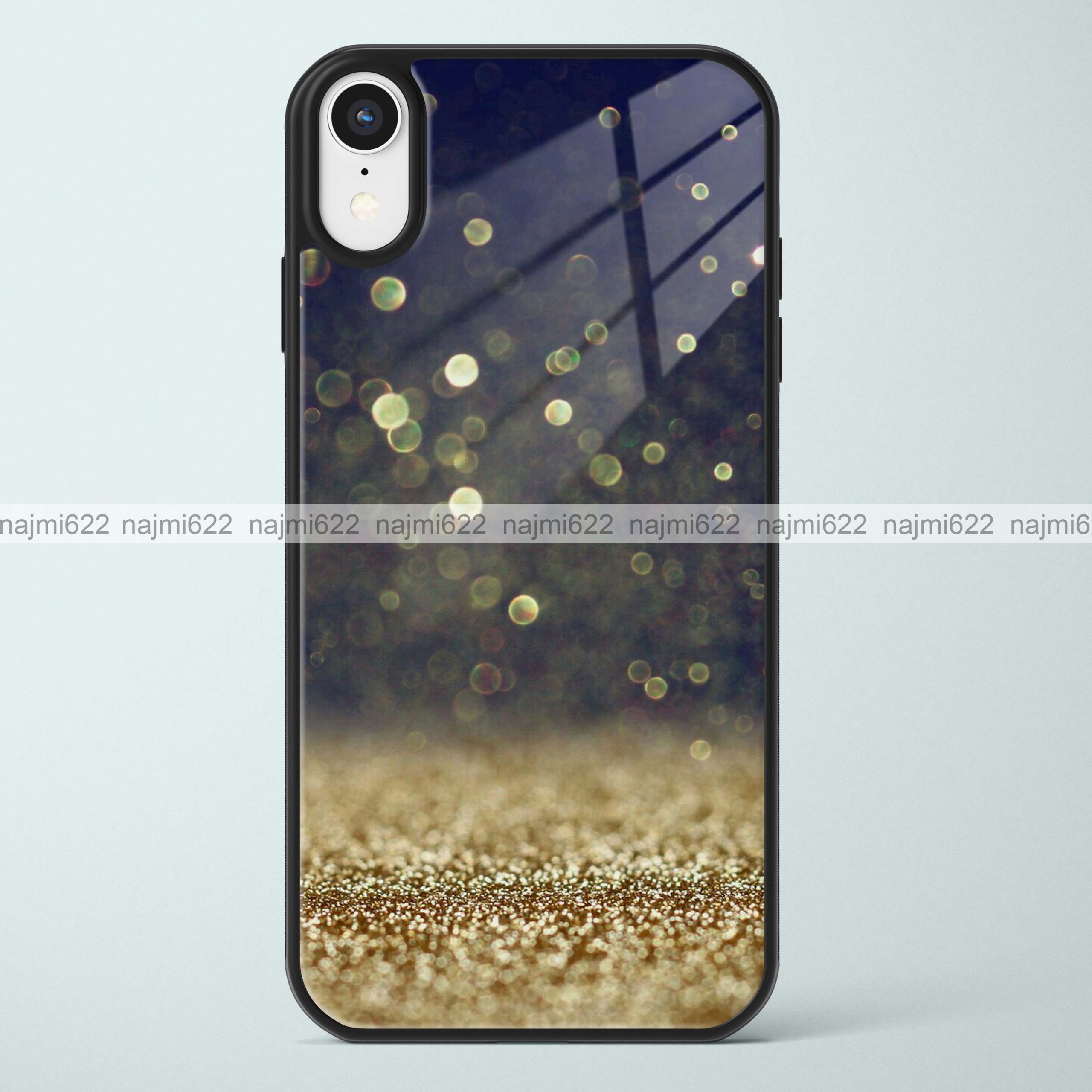 Golden Glitter and Bokeh Glass Case