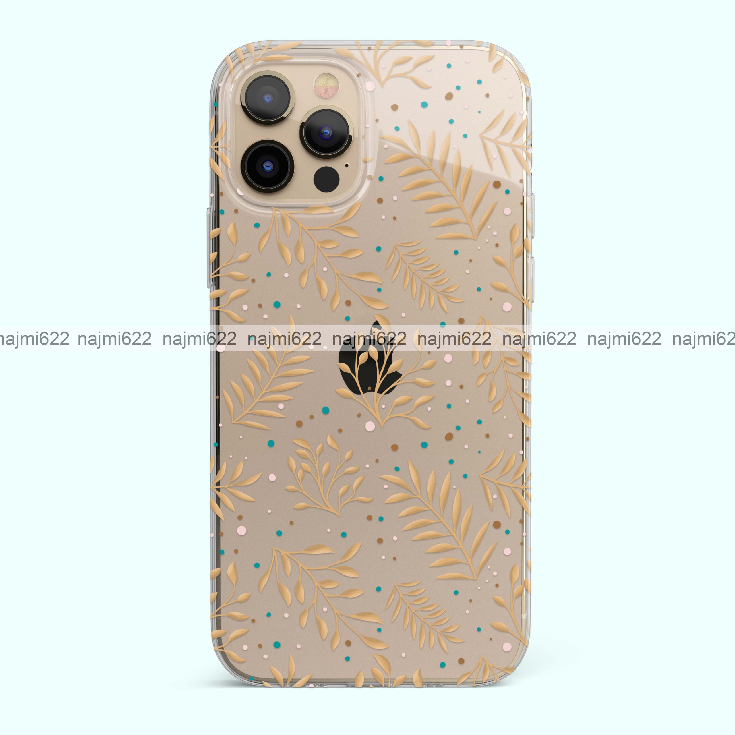 Golden Leaves Transparent Silicone Case