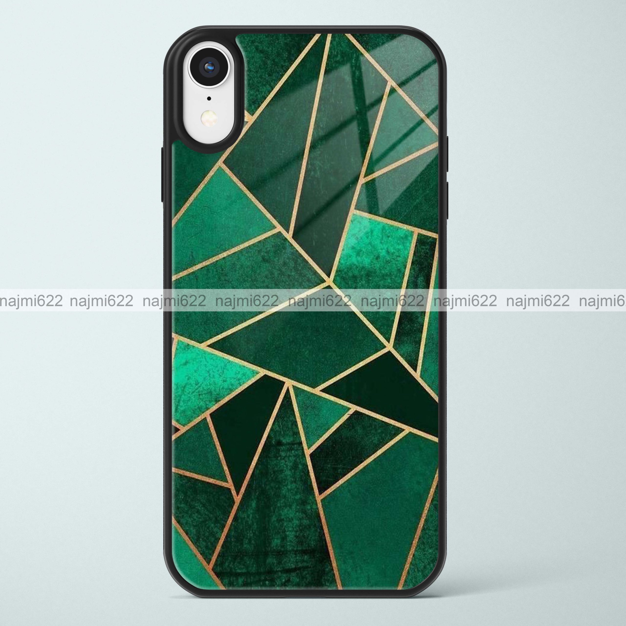 Green Abstract Geometry Glass Case