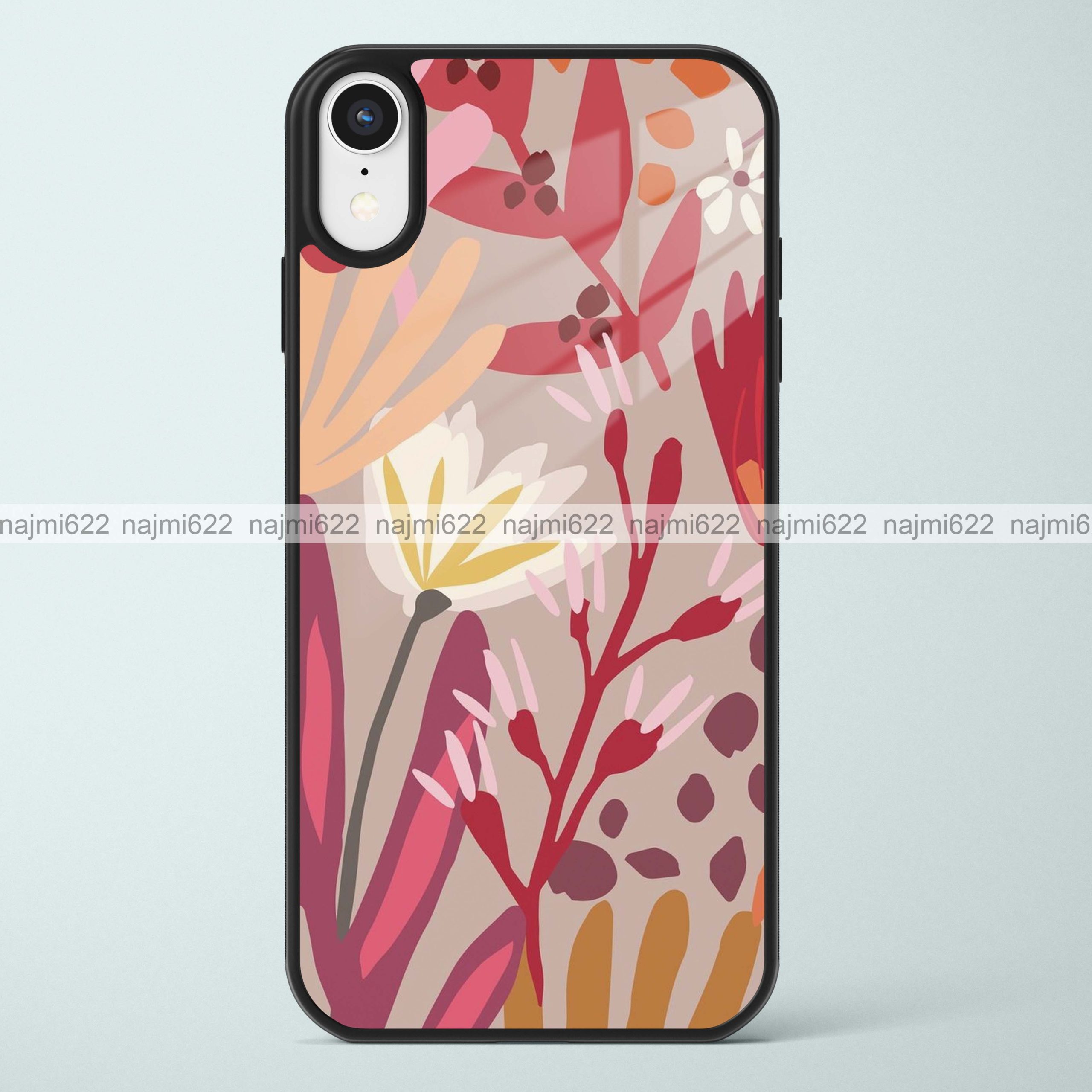 Hand Drawn Flowers Glass Case