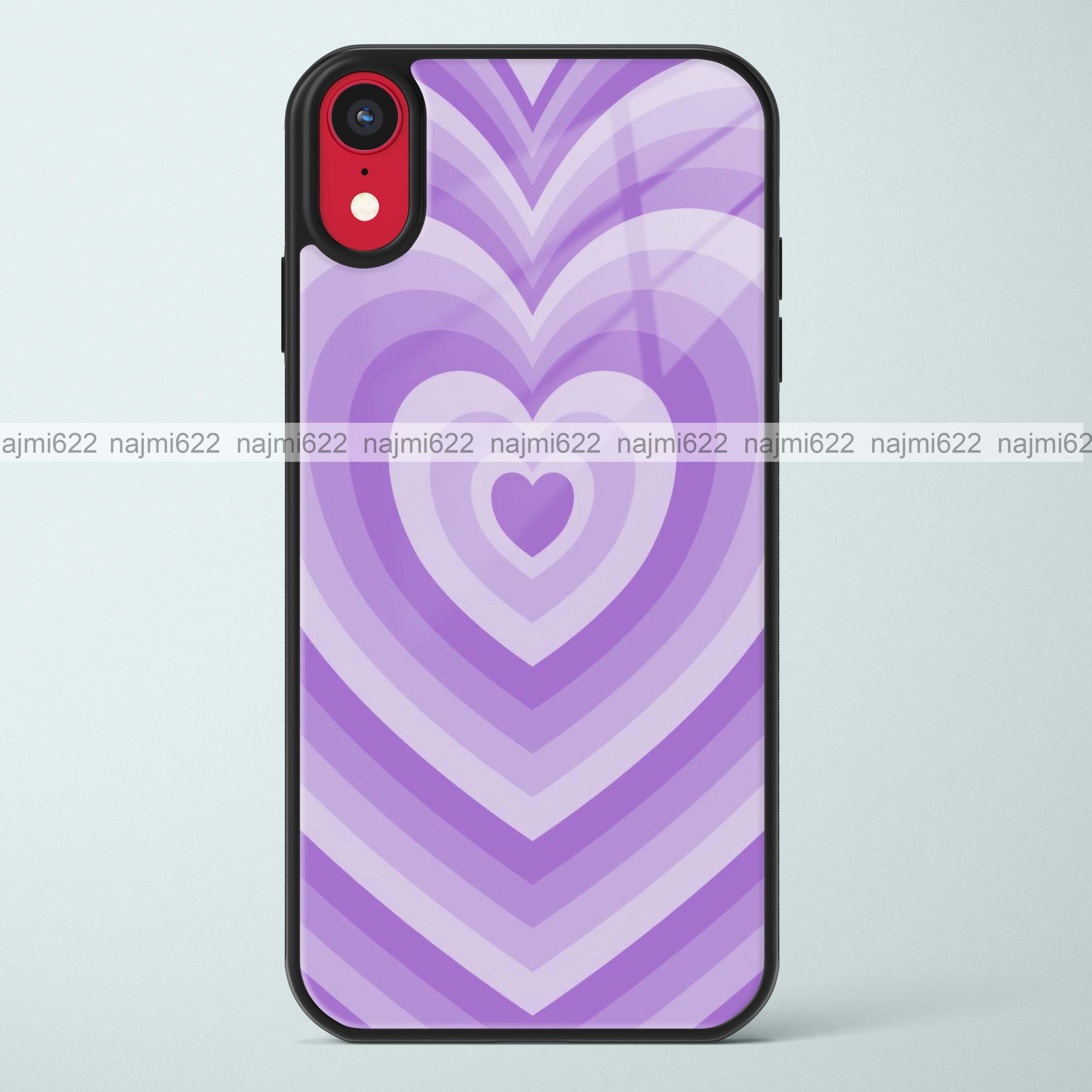 Light Purple Hearts Glass Case