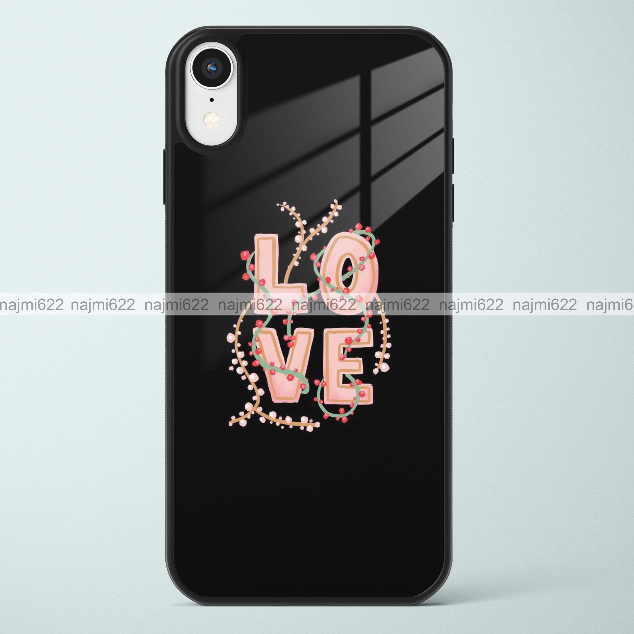 Love on Black Glass Case
