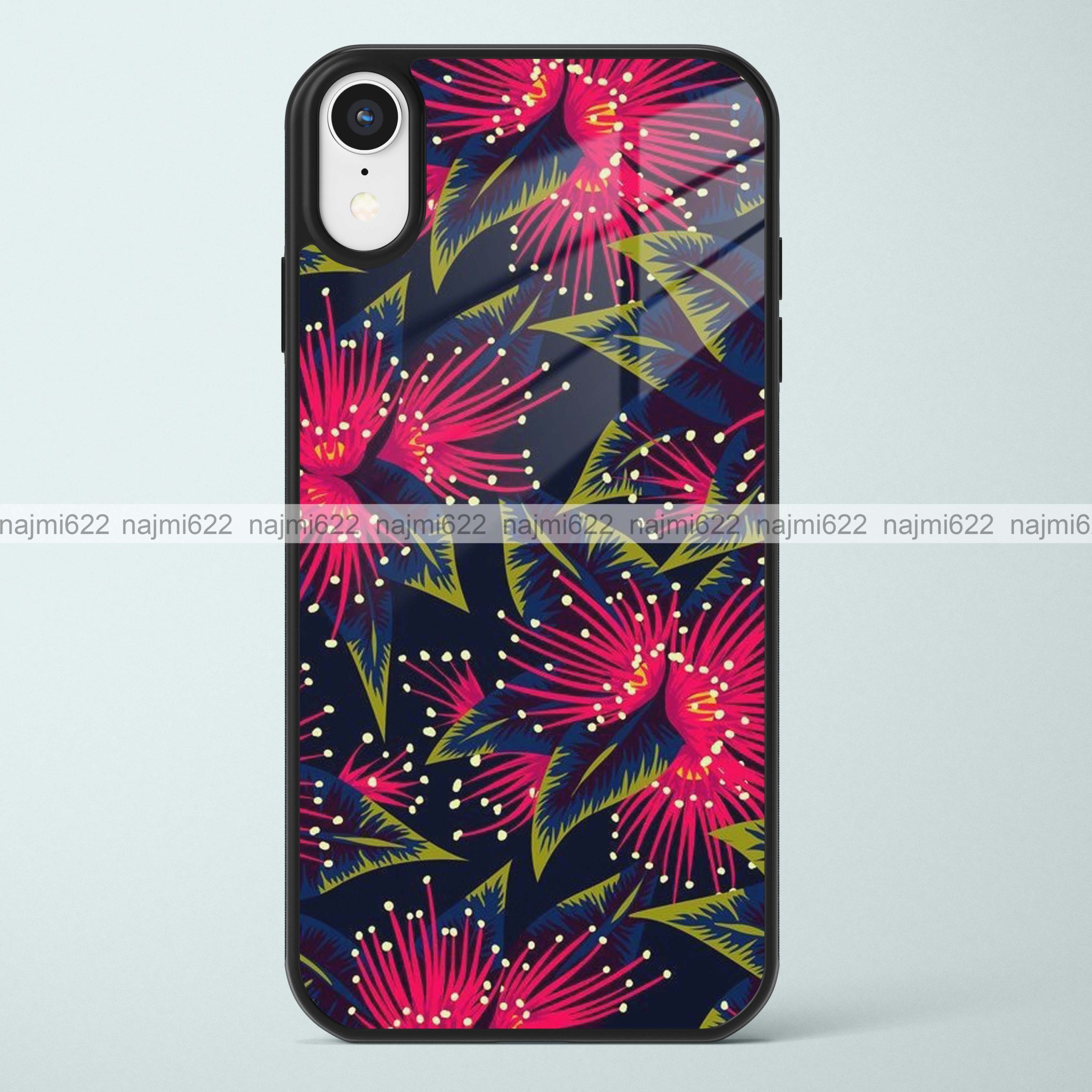 Maroon Flower Glass Case