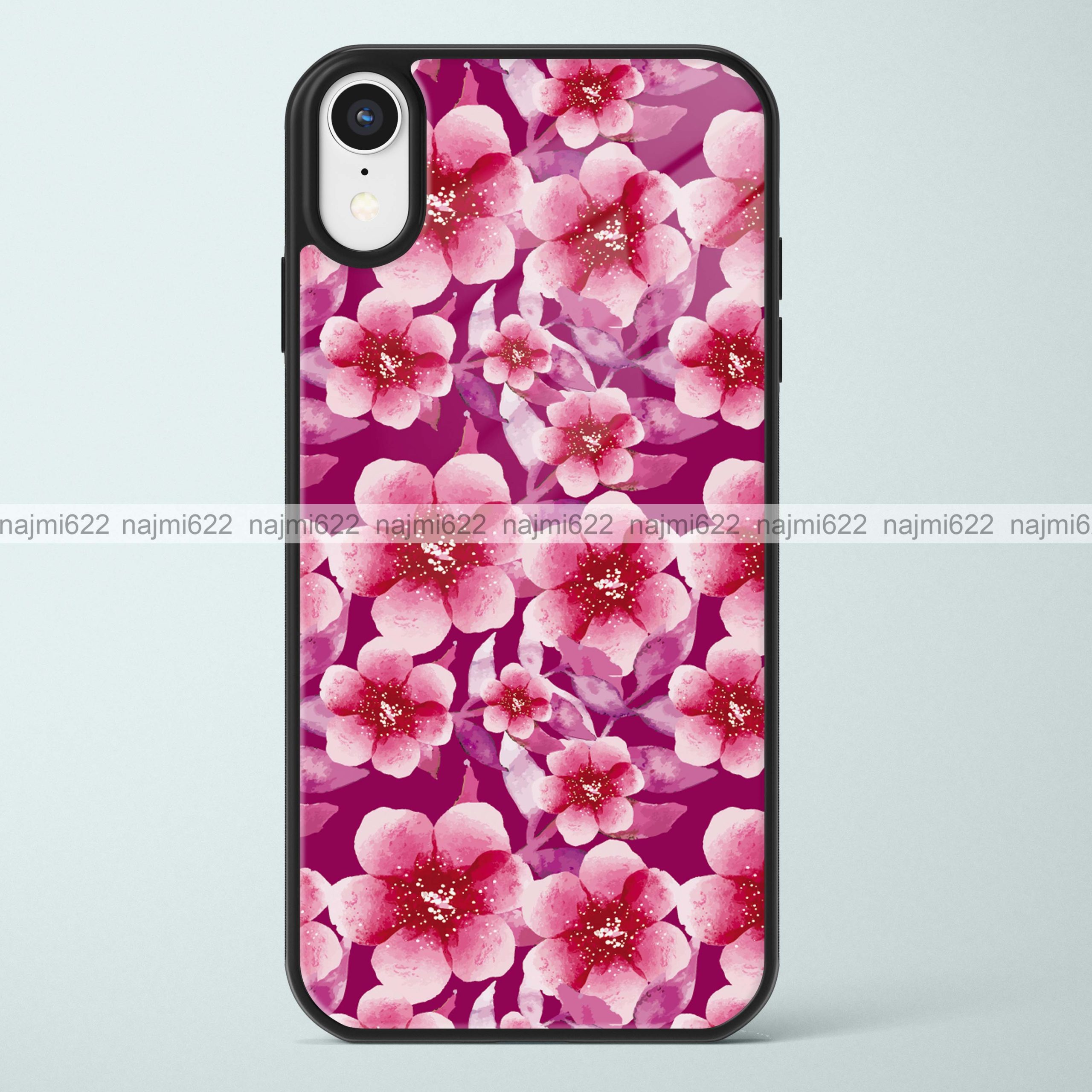 Maroon Flowers Glass case