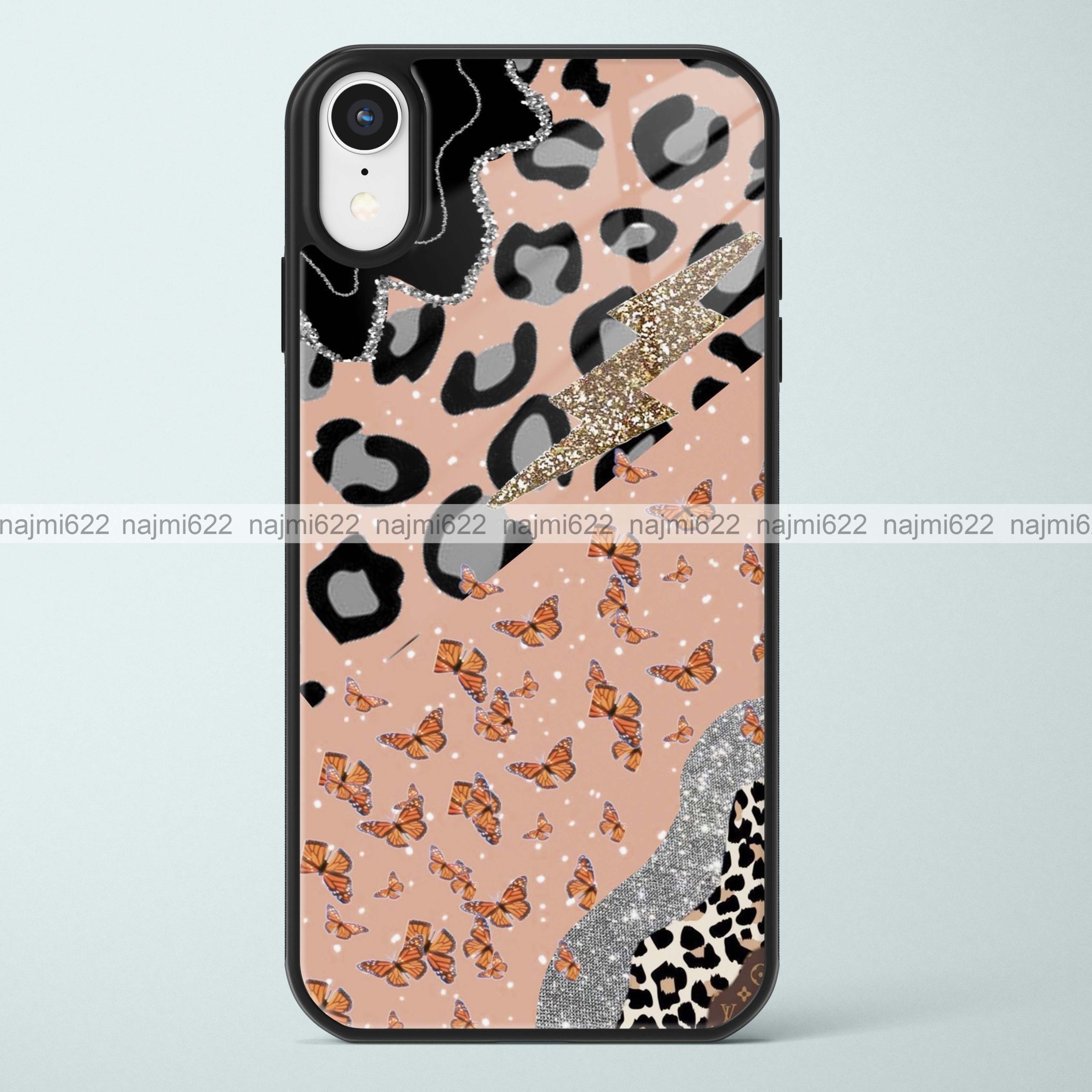 Nude Brown and Grey Animal Print Glass Case