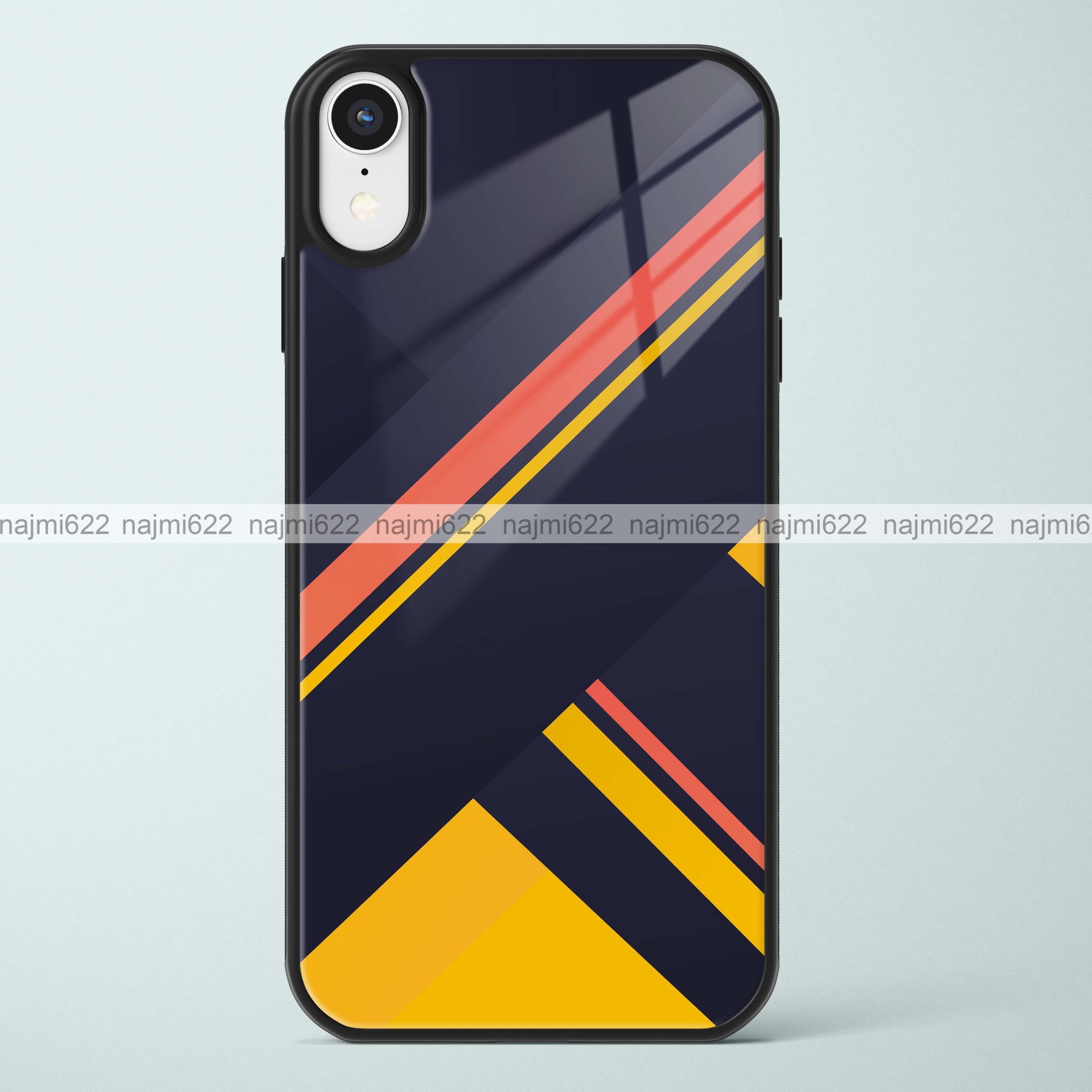 Peach Yellow Lines Abstract Glass Case