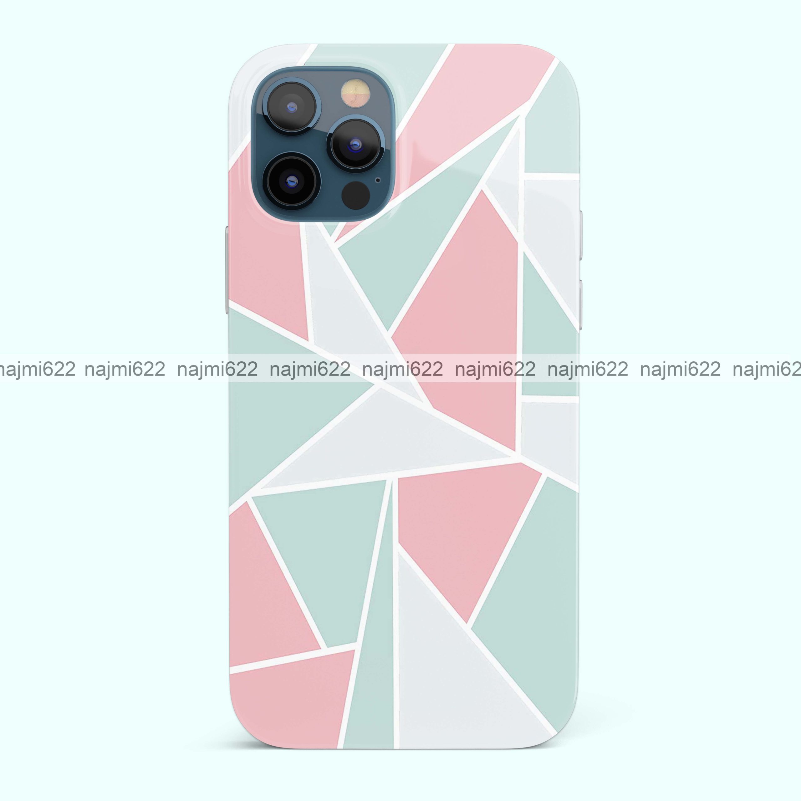 Pink Blue Geometric Silicone Case