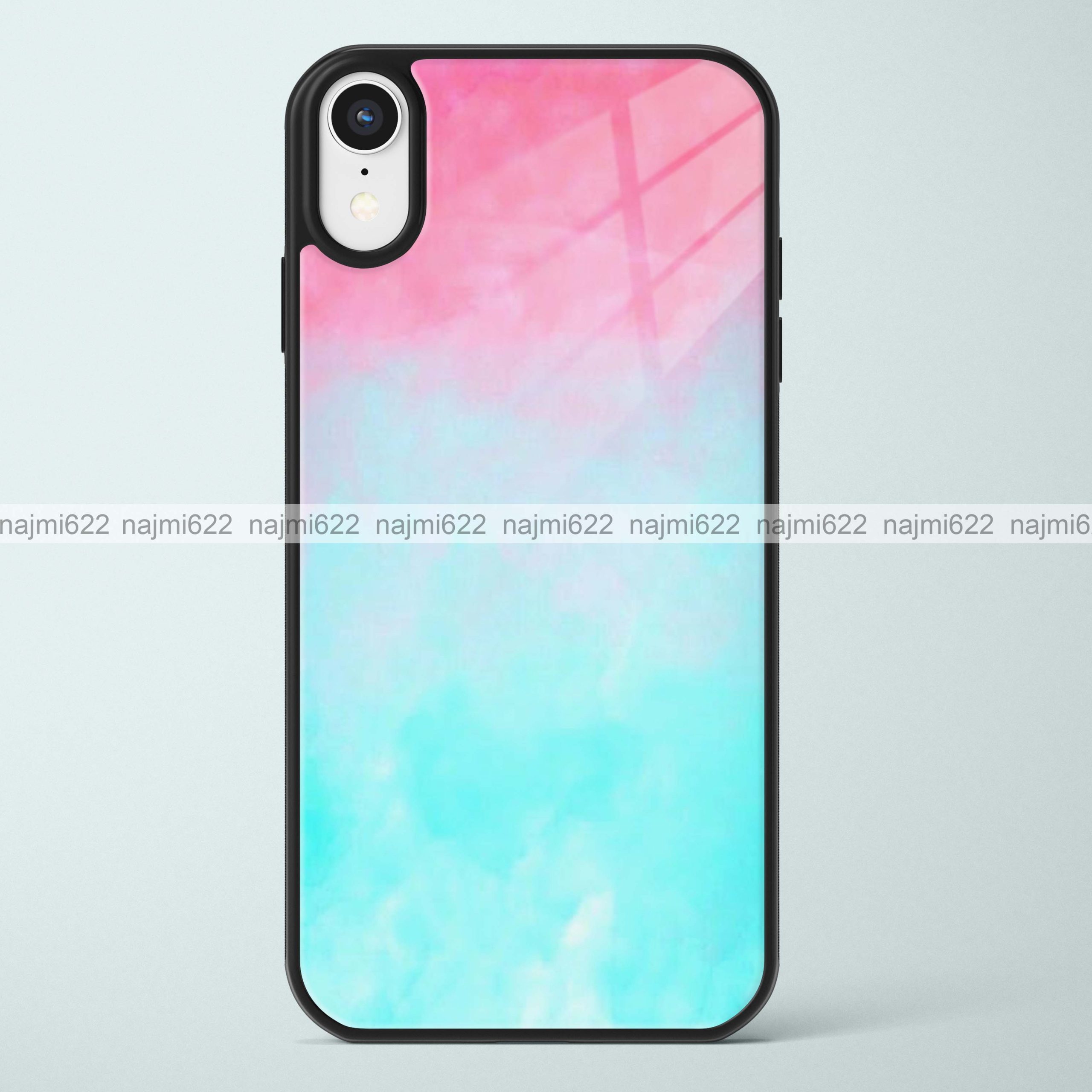 Pink Blue Gradient Watercolor Glass Case
