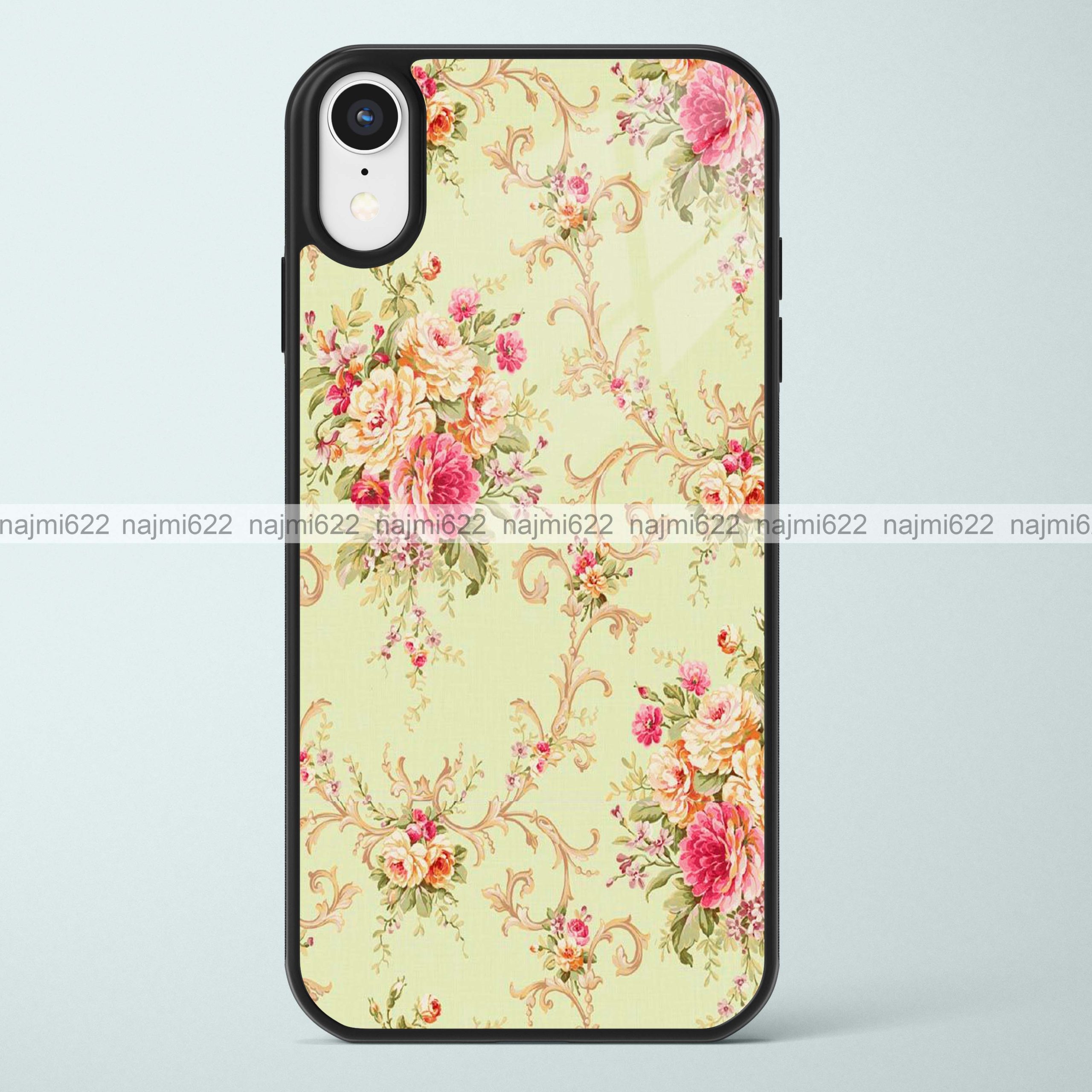 Pink Florals and Ornamental Design Glass Case