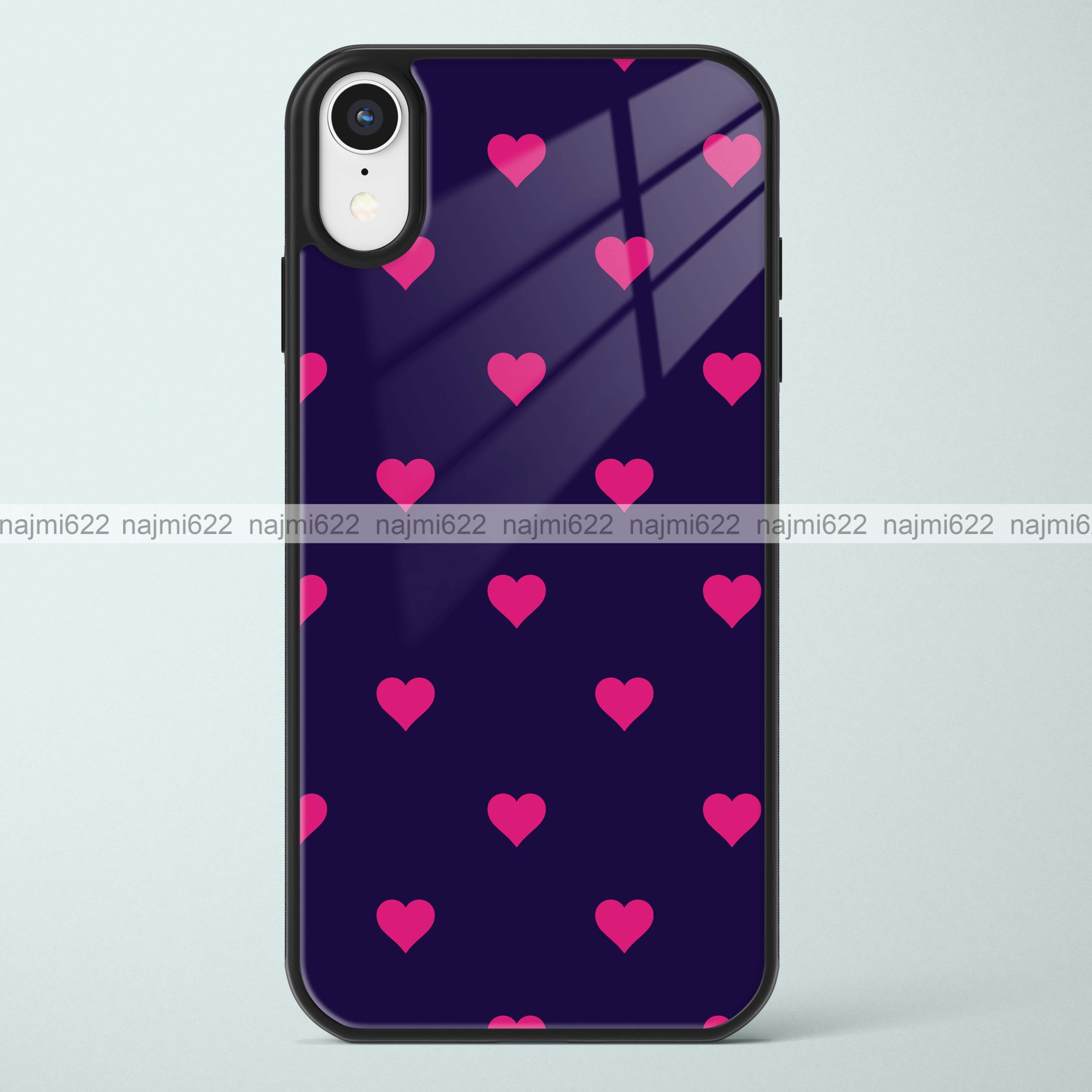 Pink Hearts Glass Case