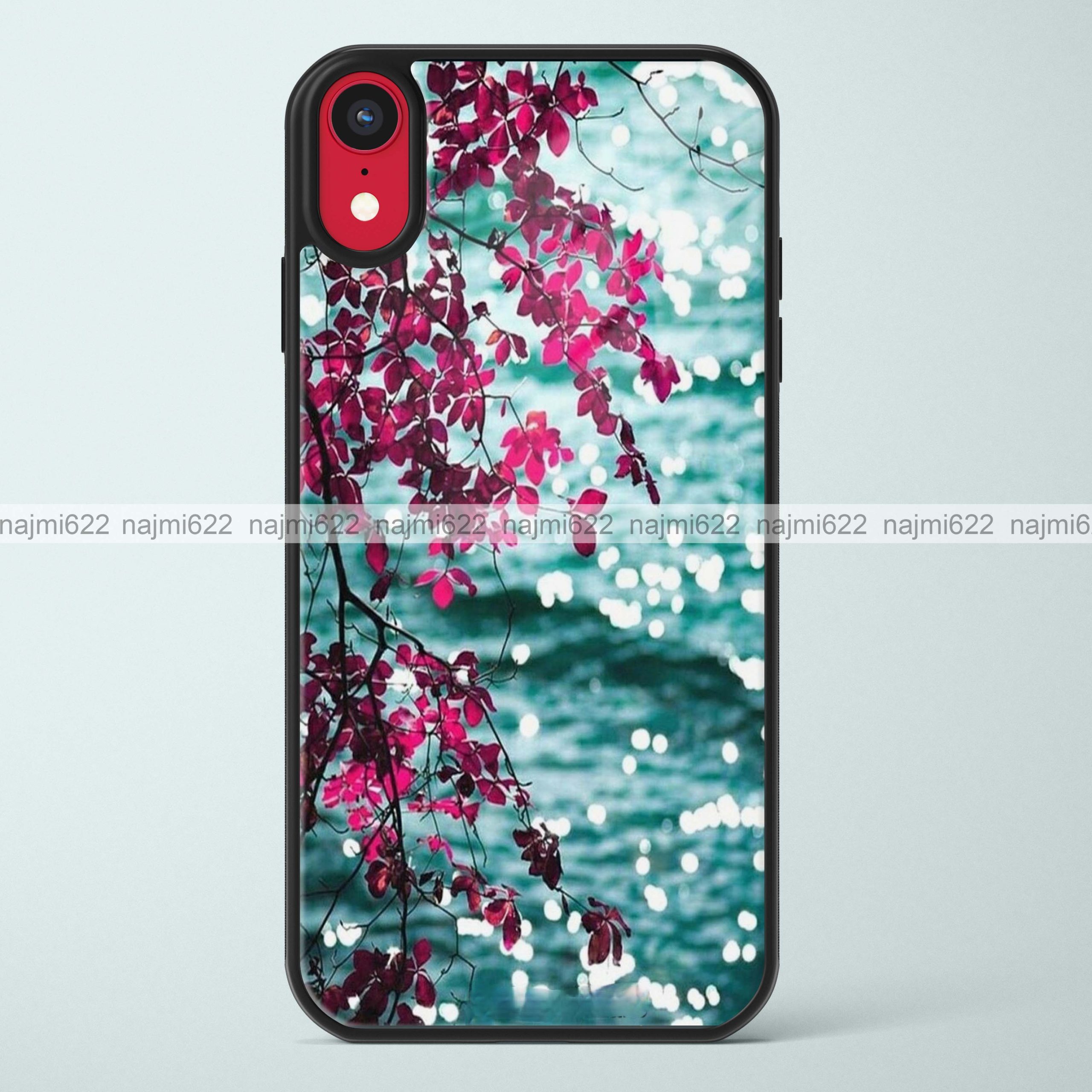 Pink Leaves Glass Case