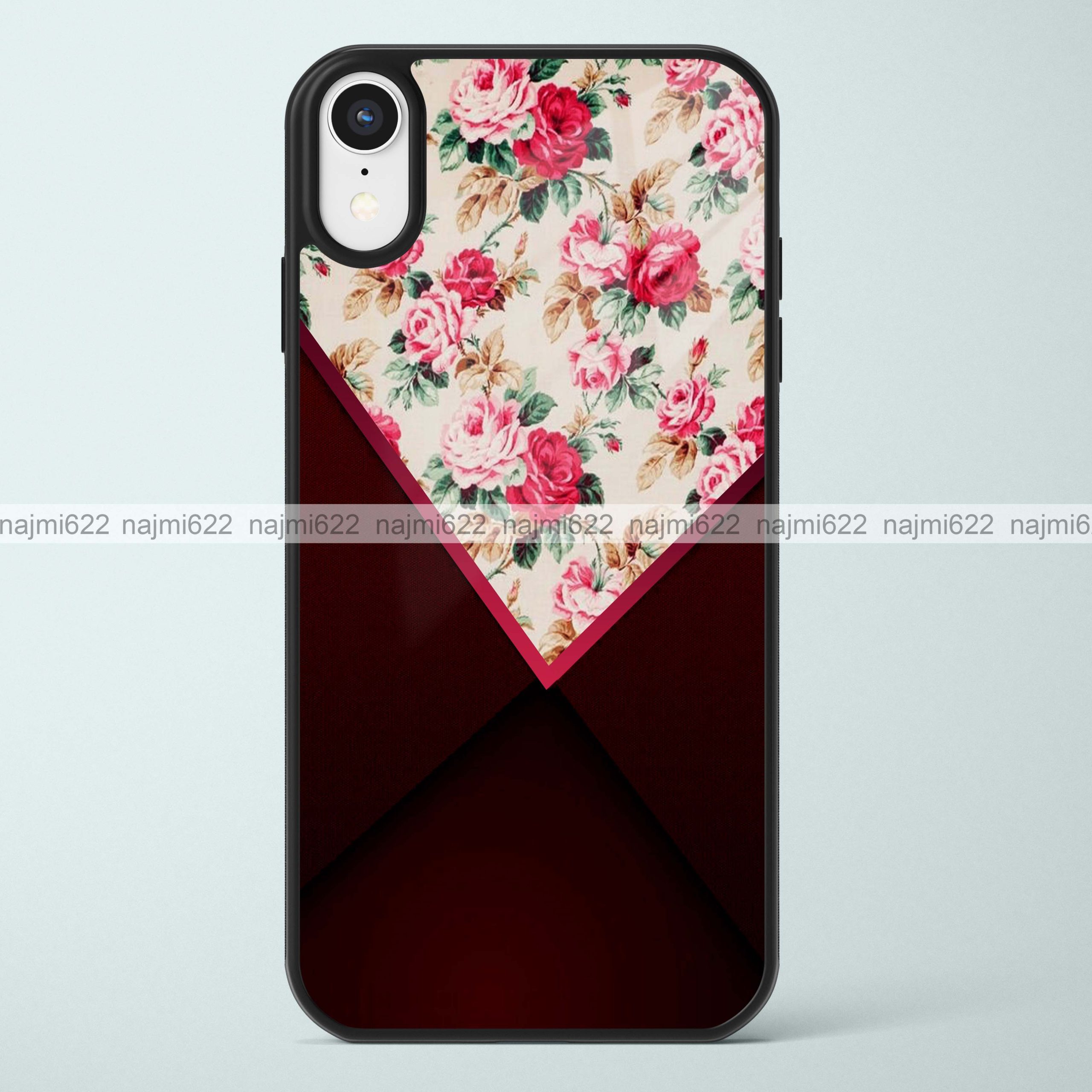 Pink Red Roses Glass Case