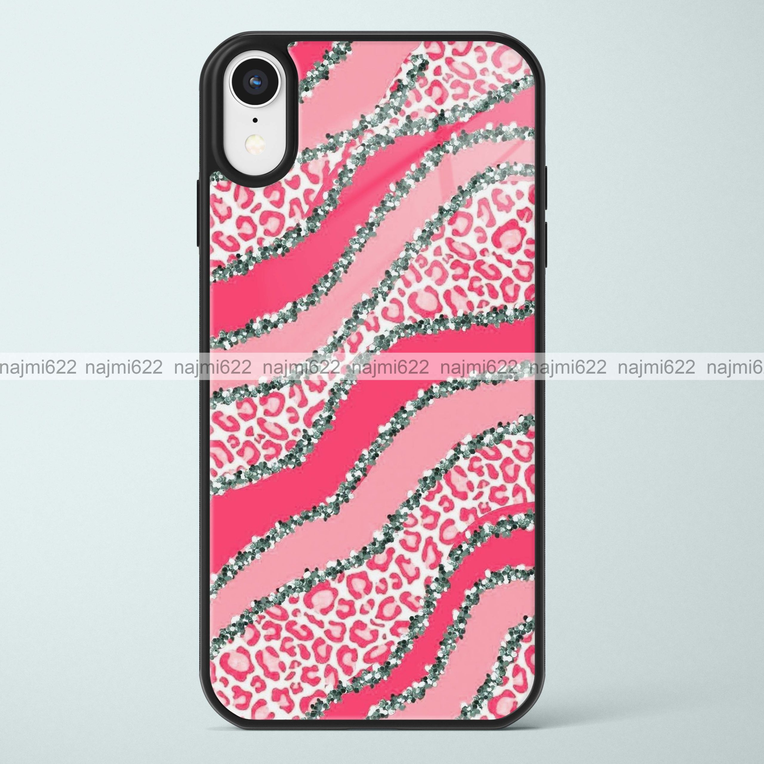 Pink Wavy Lines Animal Print Glass Case