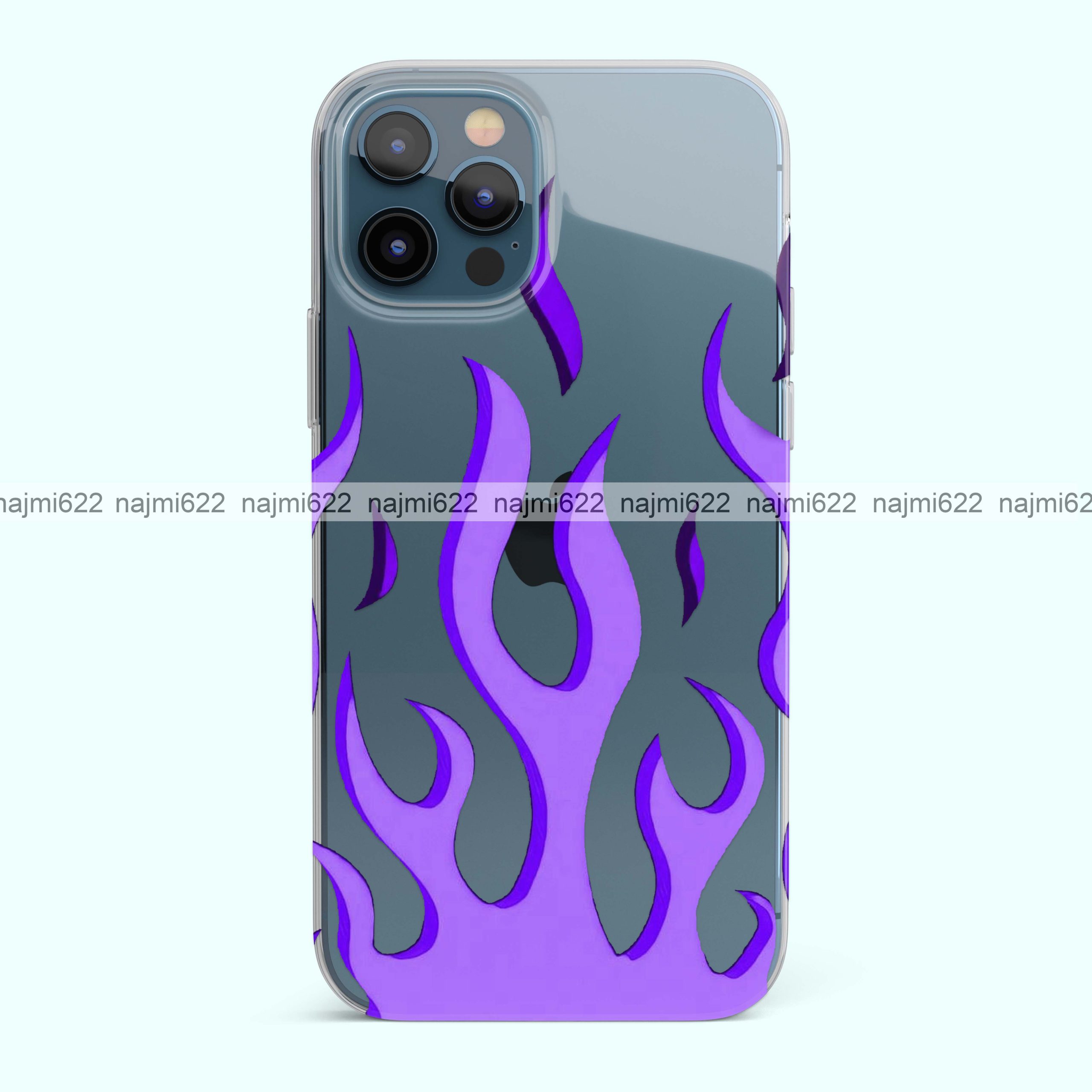 Purple Flames Transparent Silicone Case