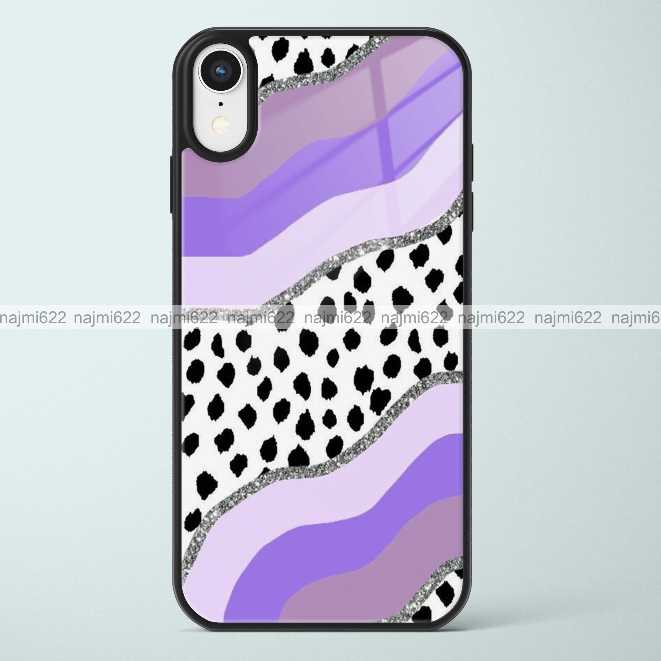 Purple Violet Animal Print Glass Case