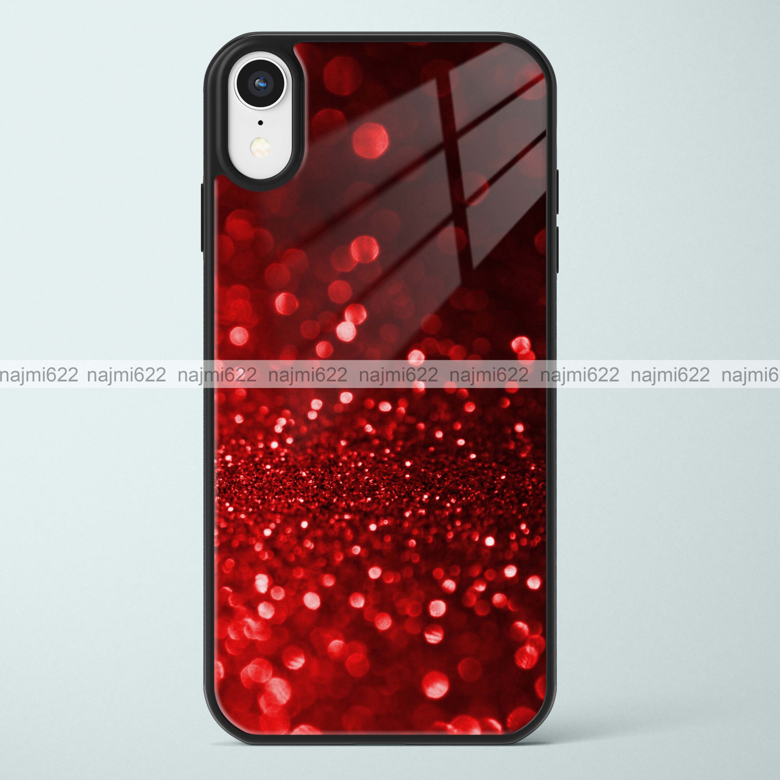 Red Glitter Glass Case