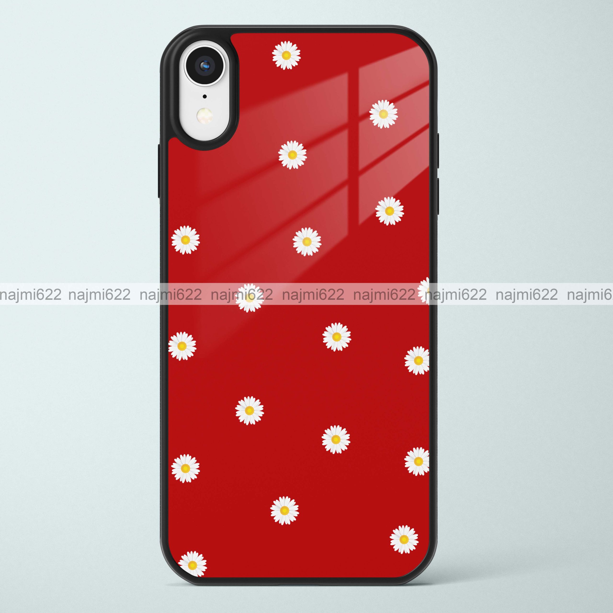 Small Daisies on Red Glass Case