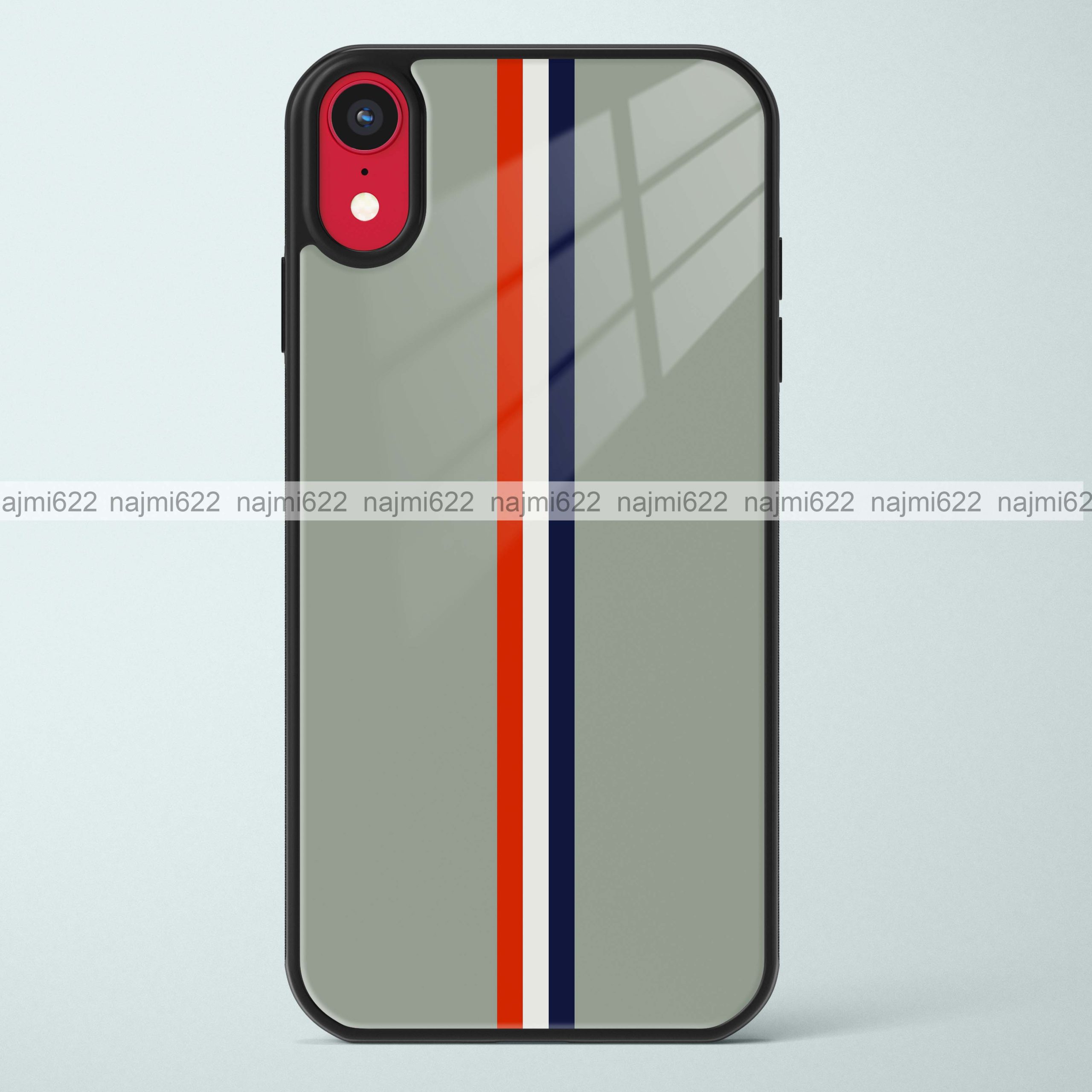 Tri Stripes on Grey Glass Case
