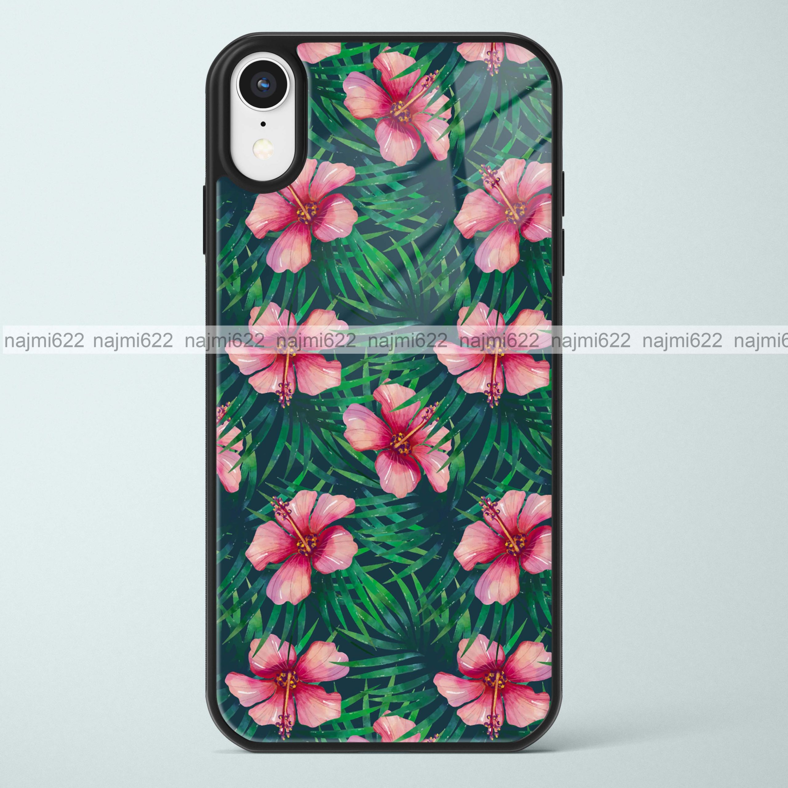 Tropical Hibiscus Glass Case