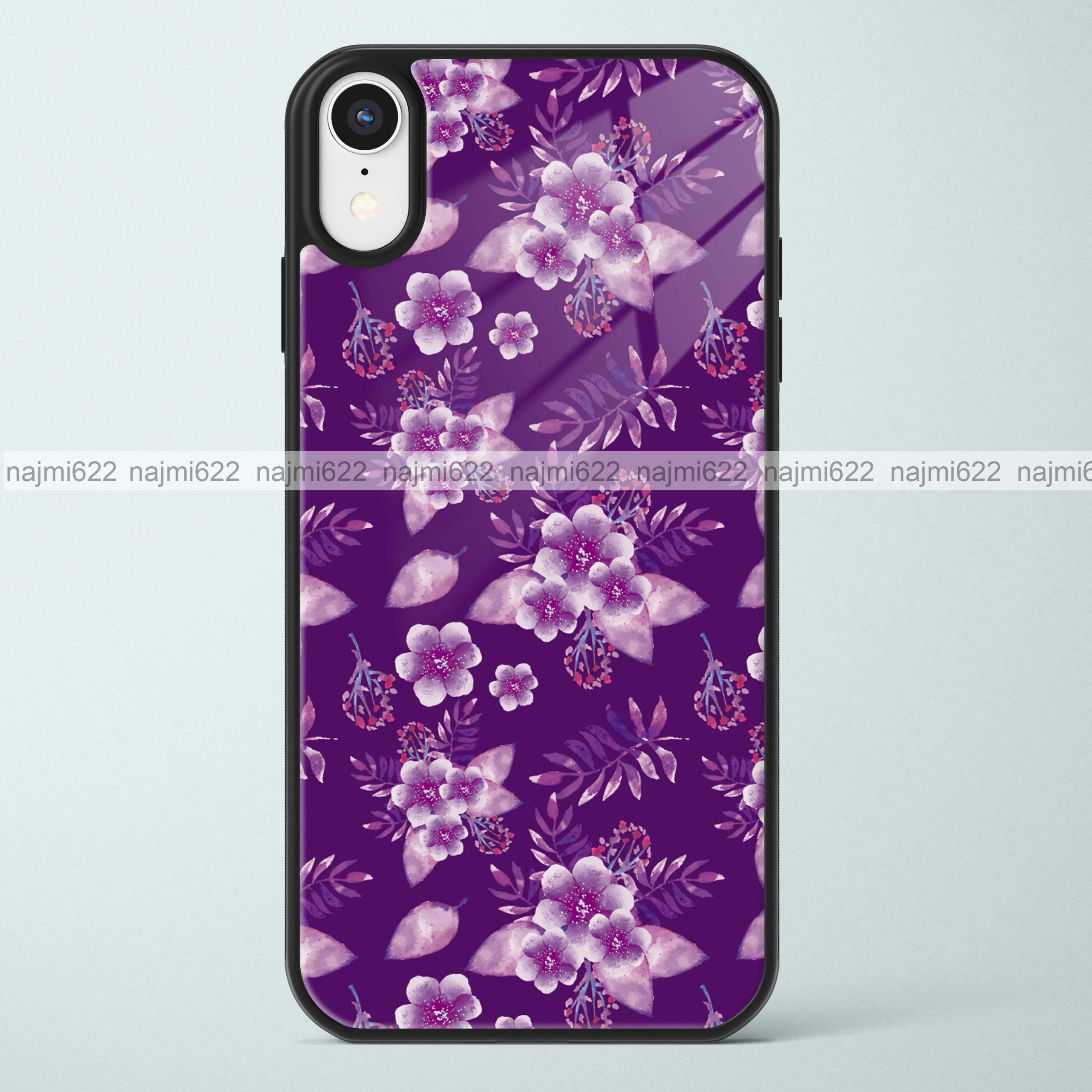 Violet Flowers Glass Case